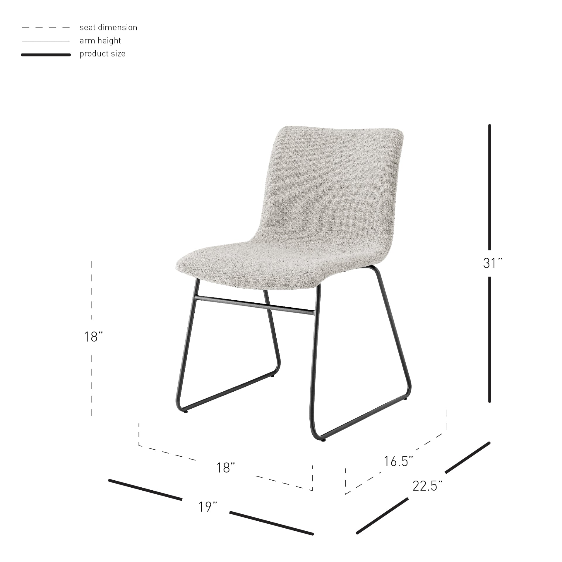 Bruce  Fabric Dining Side Chair (Set of 2)