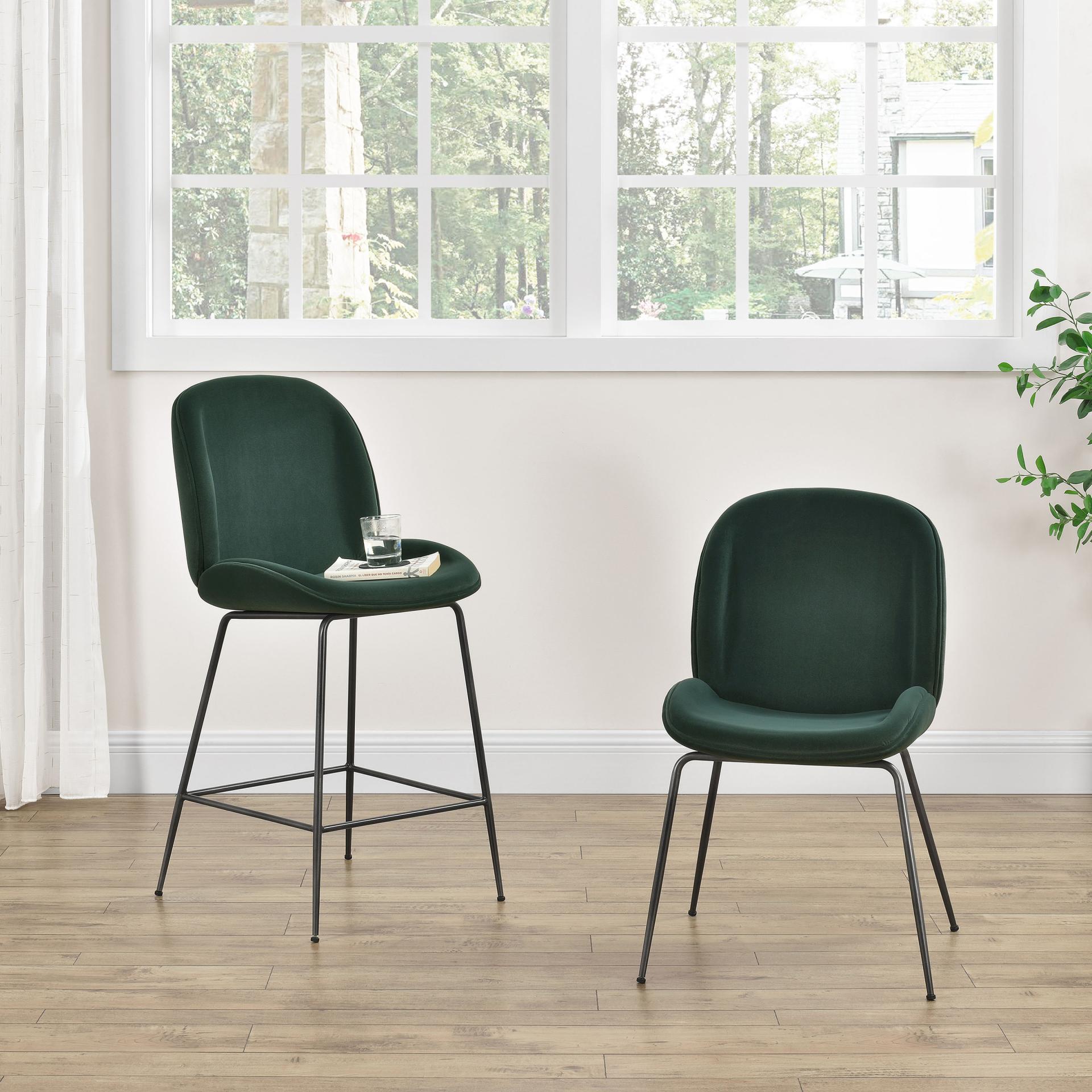 Lucy KD Velvet Fabric Dining Side Chair (Set of 2)