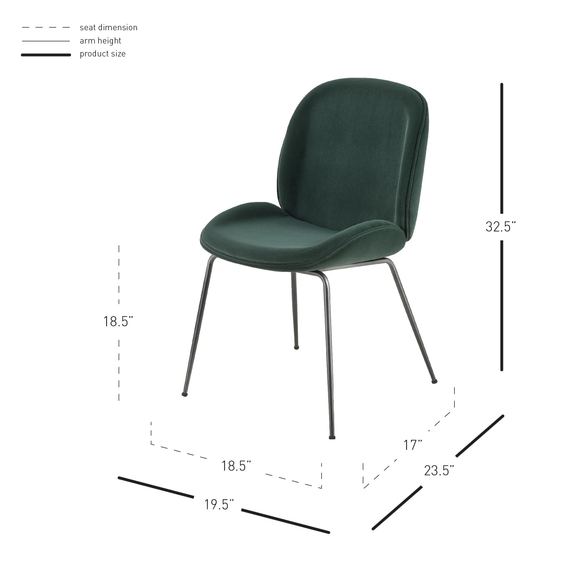 Lucy  Velvet Fabric Dining Side Chair