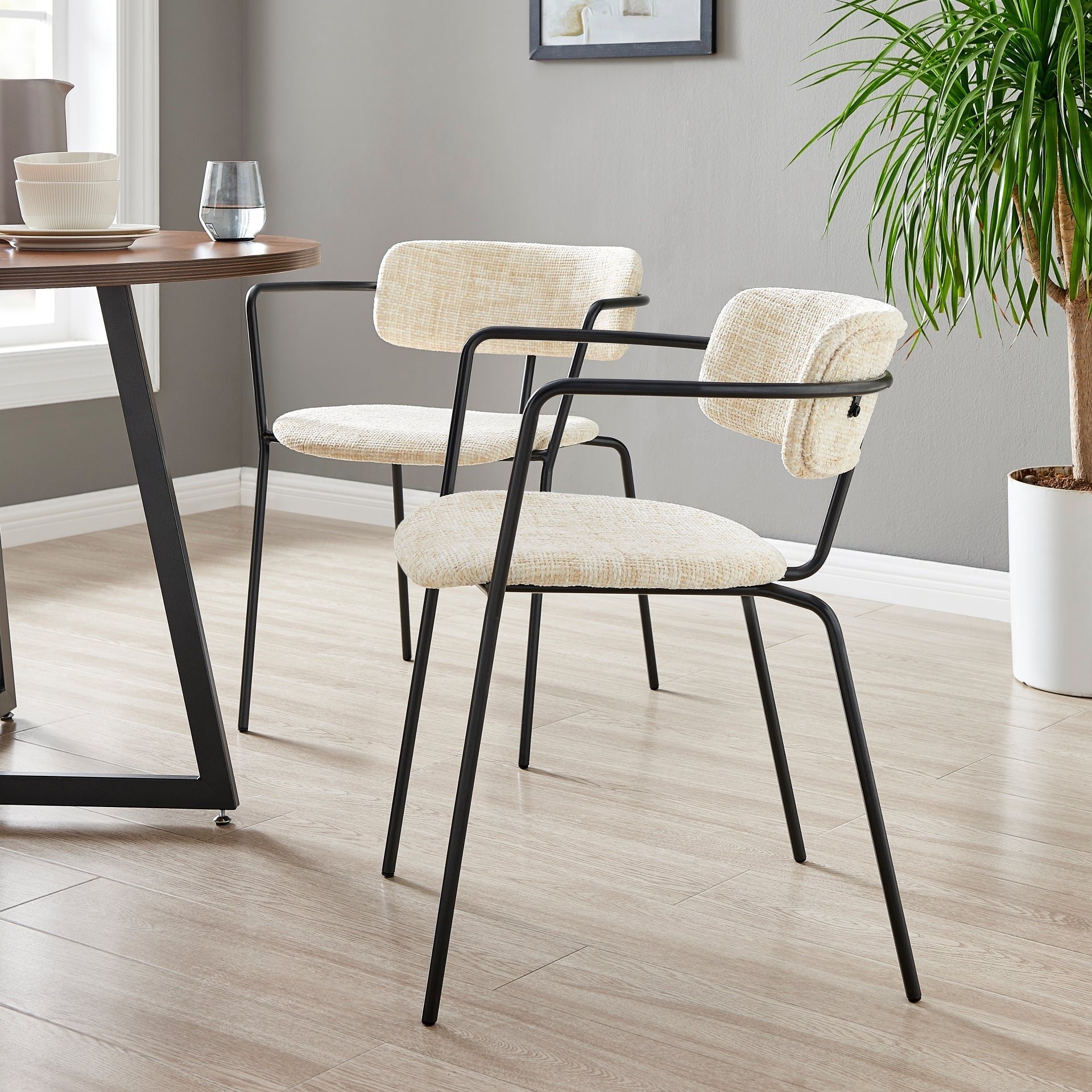 Alivia  Fabric Dining Side Arm Chair