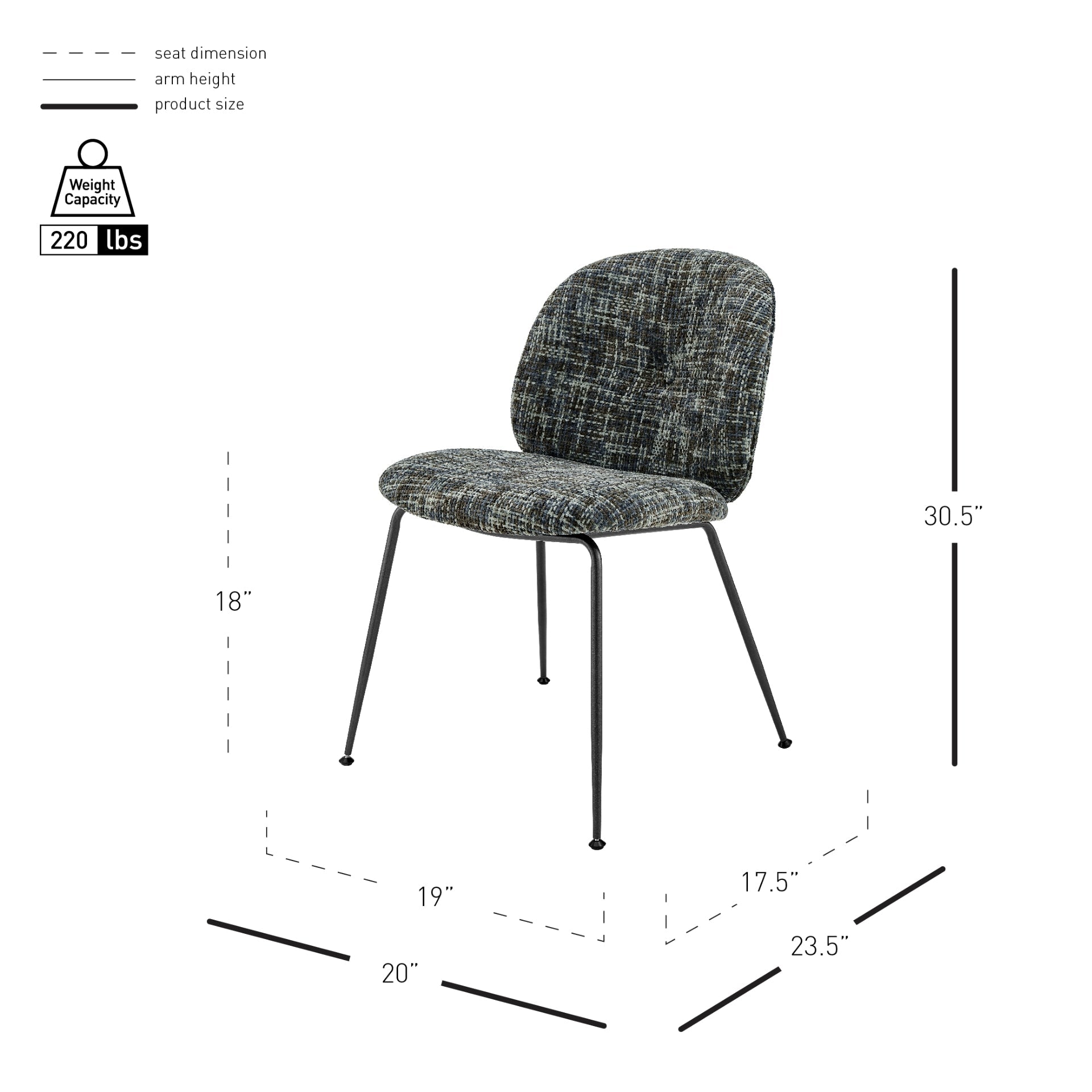 Nisha  Fabric Dining Side Chair (Set of 2)