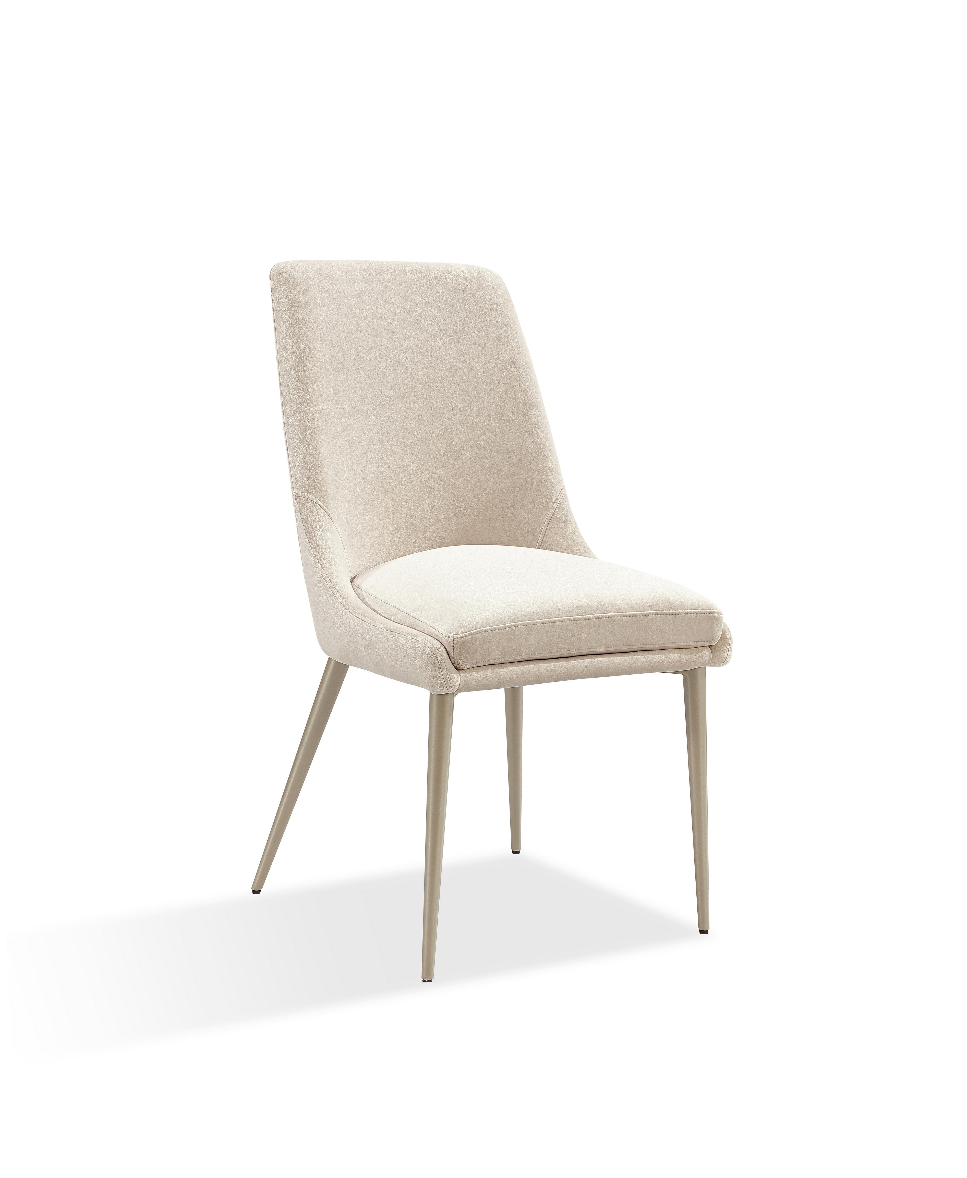 Winston Upholstered Metal Leg Dining Chair in Cream and Champagne (Set of 2)