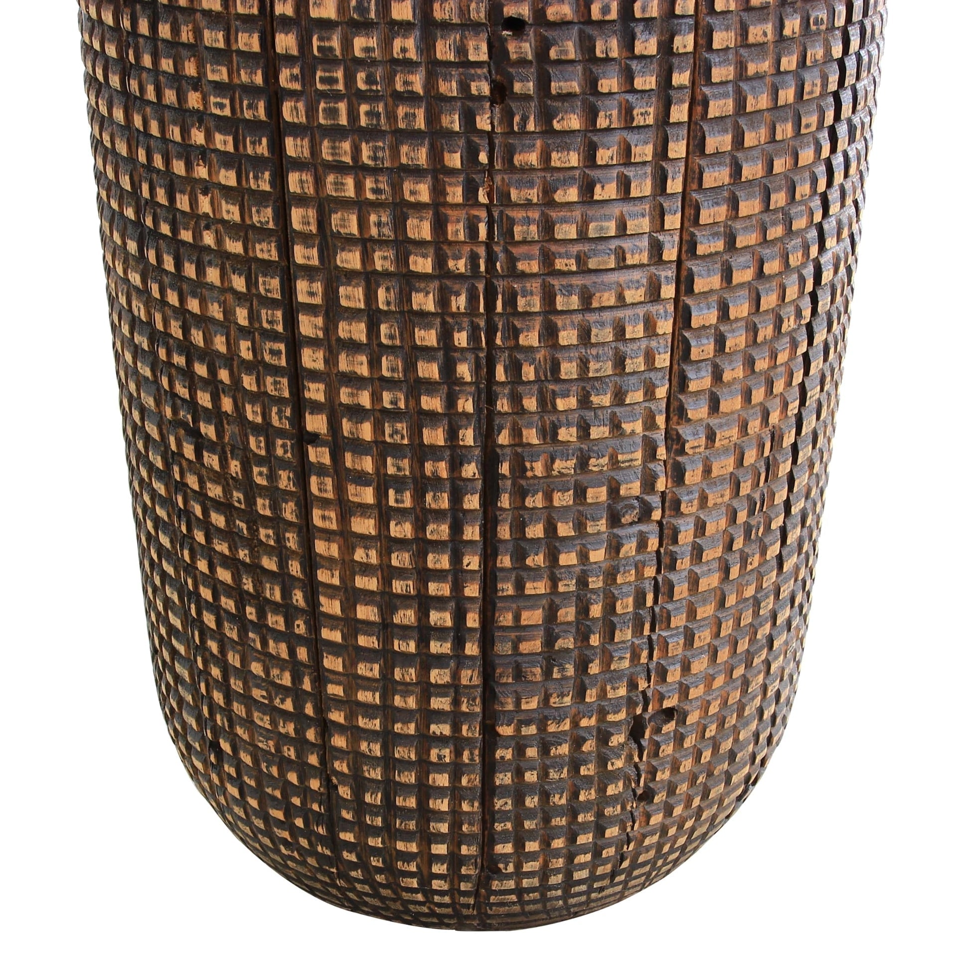 Atalia  Recycled Teak Root Side/ End Table w/ Steel Tray Top