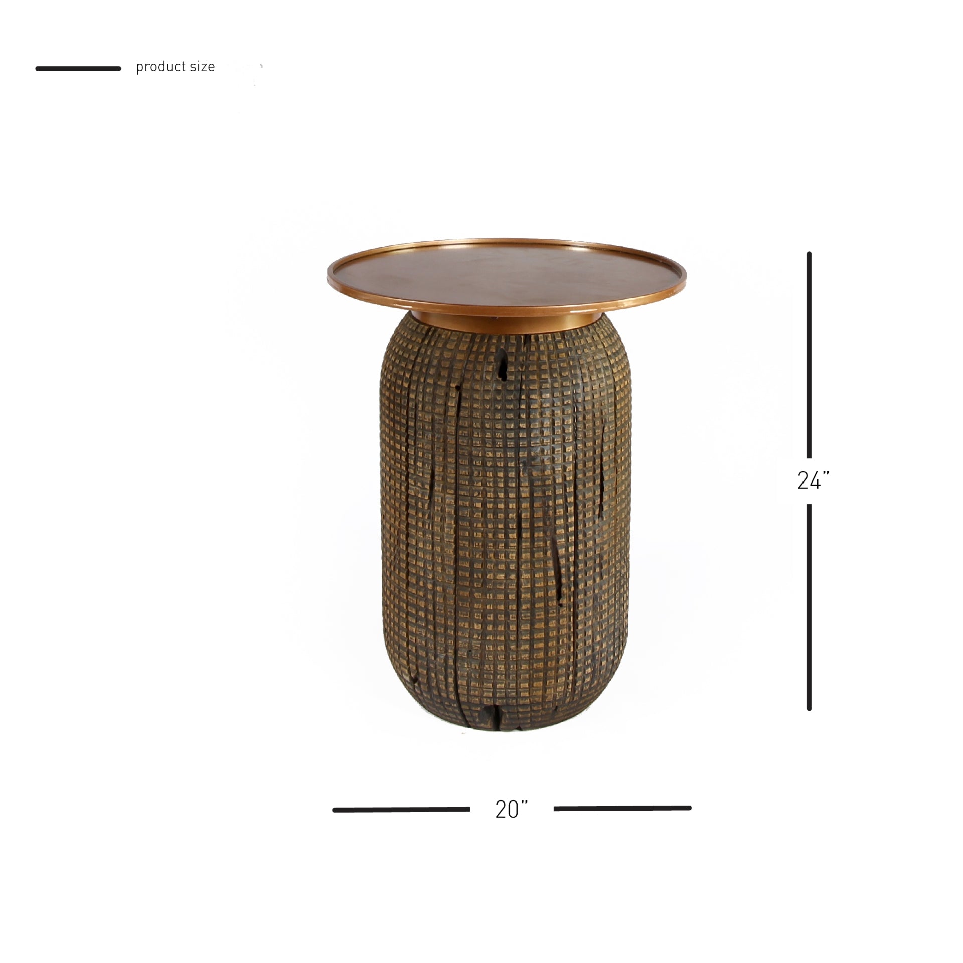 Atalia  Recycled Teak Root Side/ End Table w/ Steel Tray Top