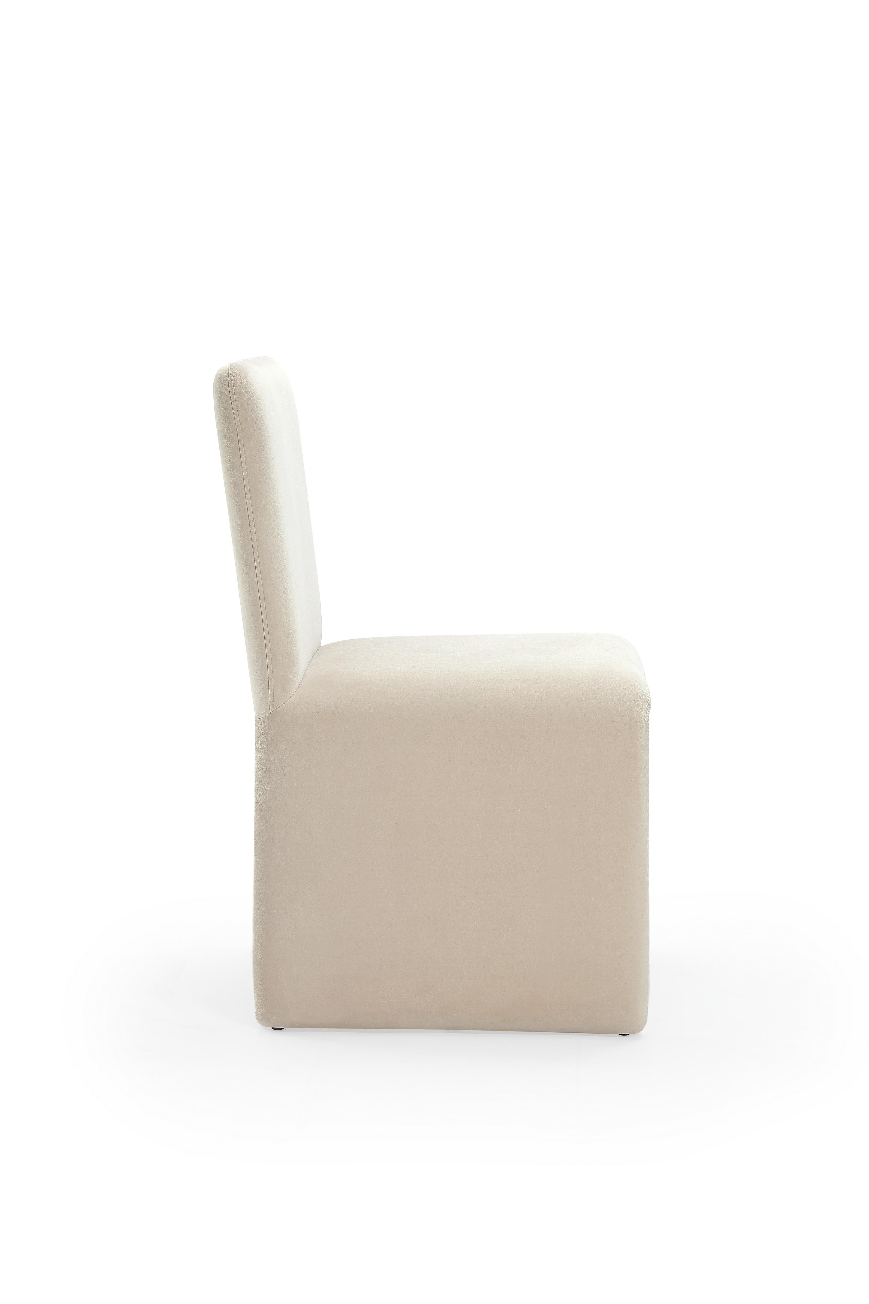 Winston Fully Upholstered Side chair in Sand Velvet (Set of 2)