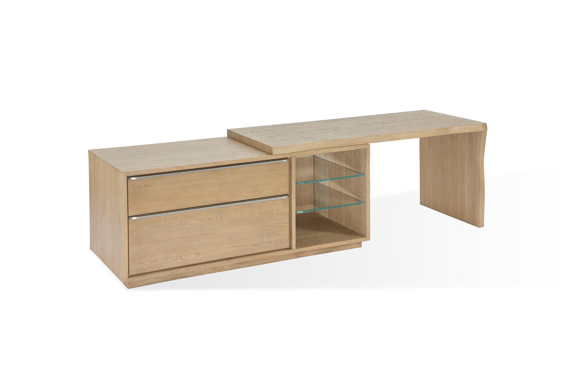 One Live Edge Edge Executive Desk in White Oak and Glass - What A Room