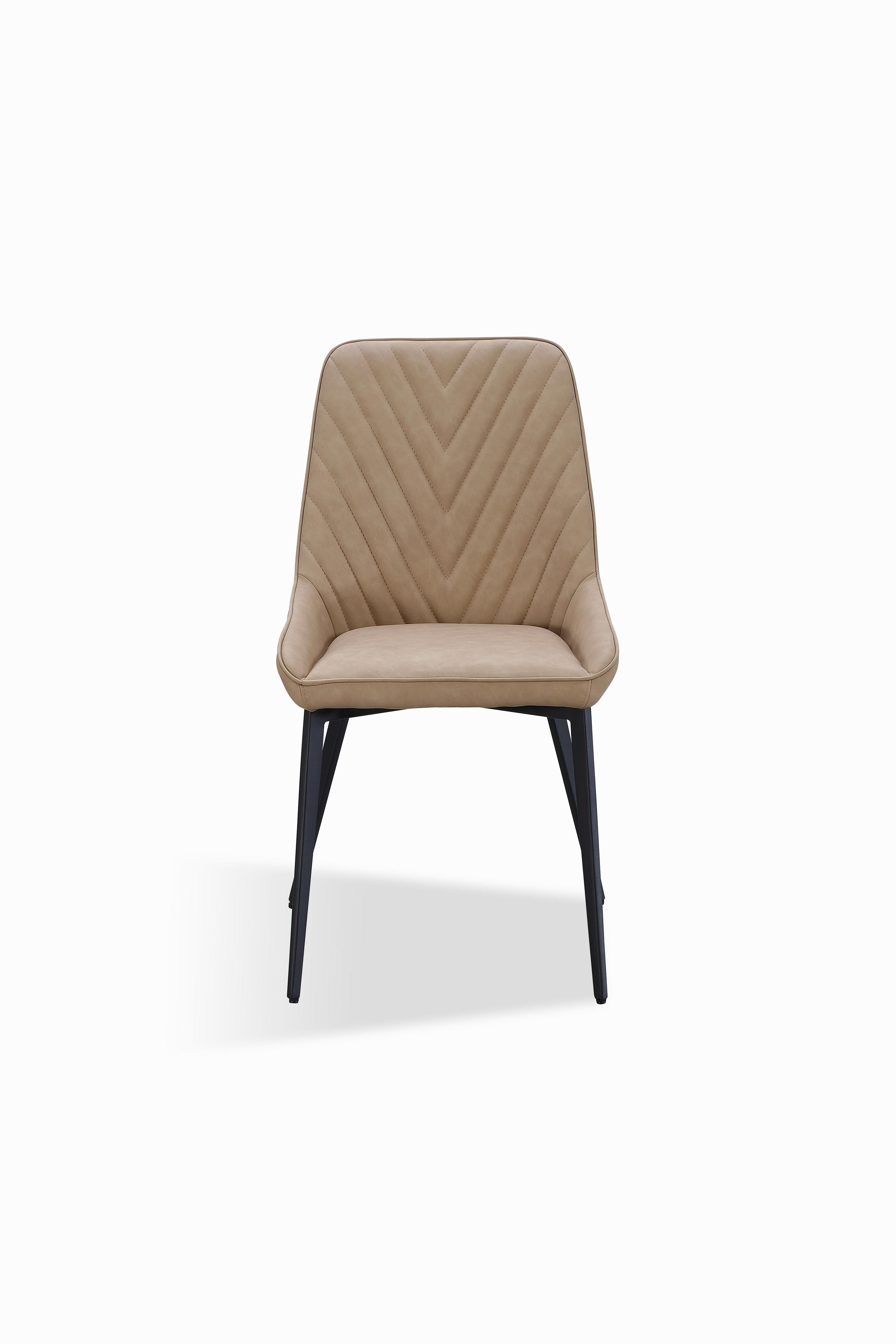 Lucia Metal Leg Upholstered Dining Chair in Honey Synthetic Leather (Set of 2)