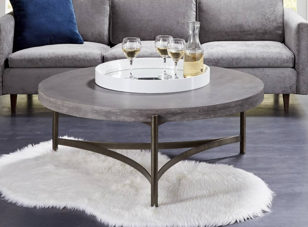Lyon Round Concrete and Metal Coffee Table