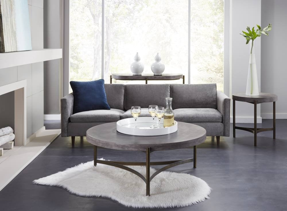 Lyon Round Concrete and Metal Coffee Table