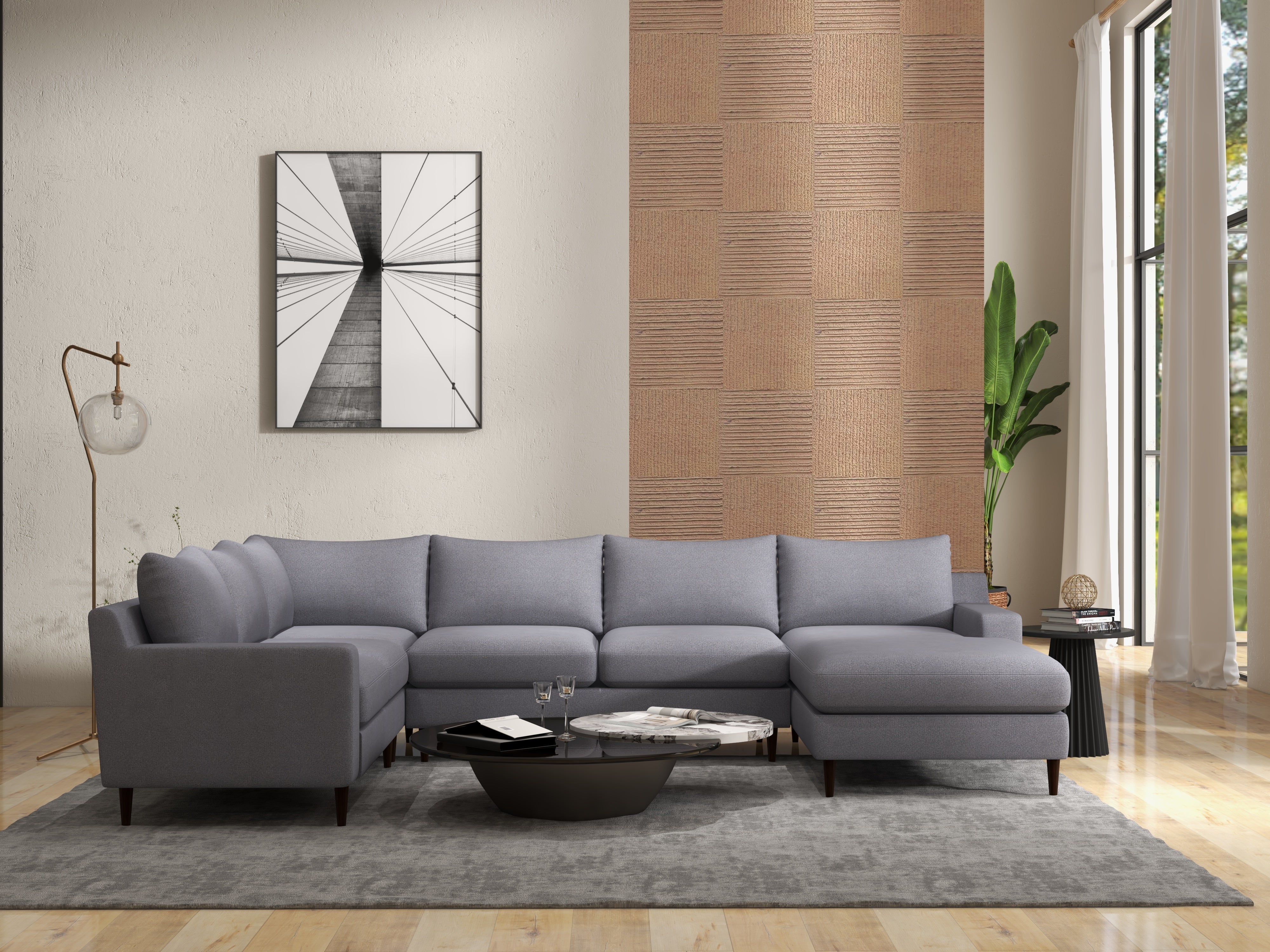 Alex MCM U Sectional with Chaise Sofa