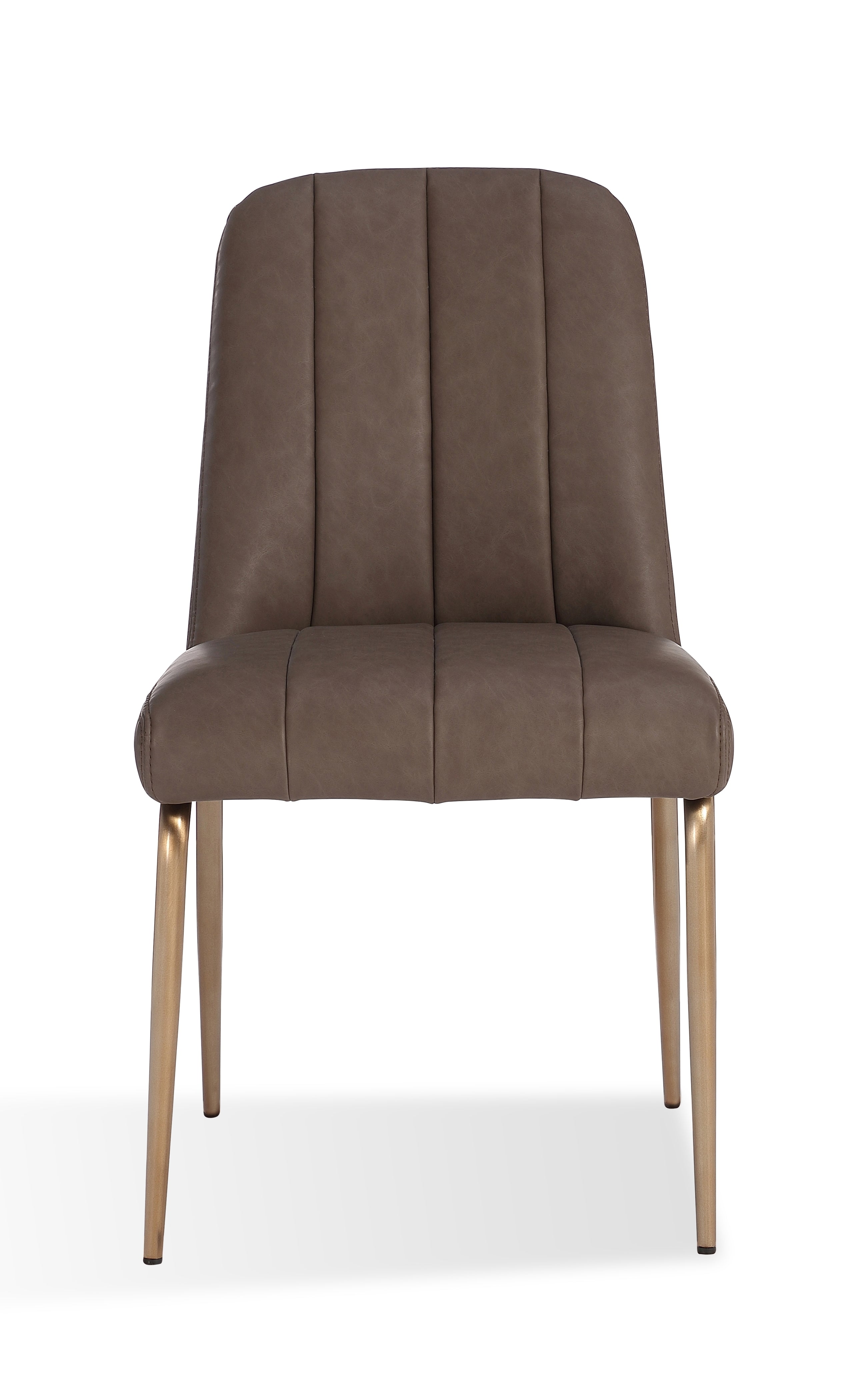Apollo Upholstered Dining Chair in Cinnamon Synthetic Leather and Brushed Bronze Metal (Set of 2) - What A Room