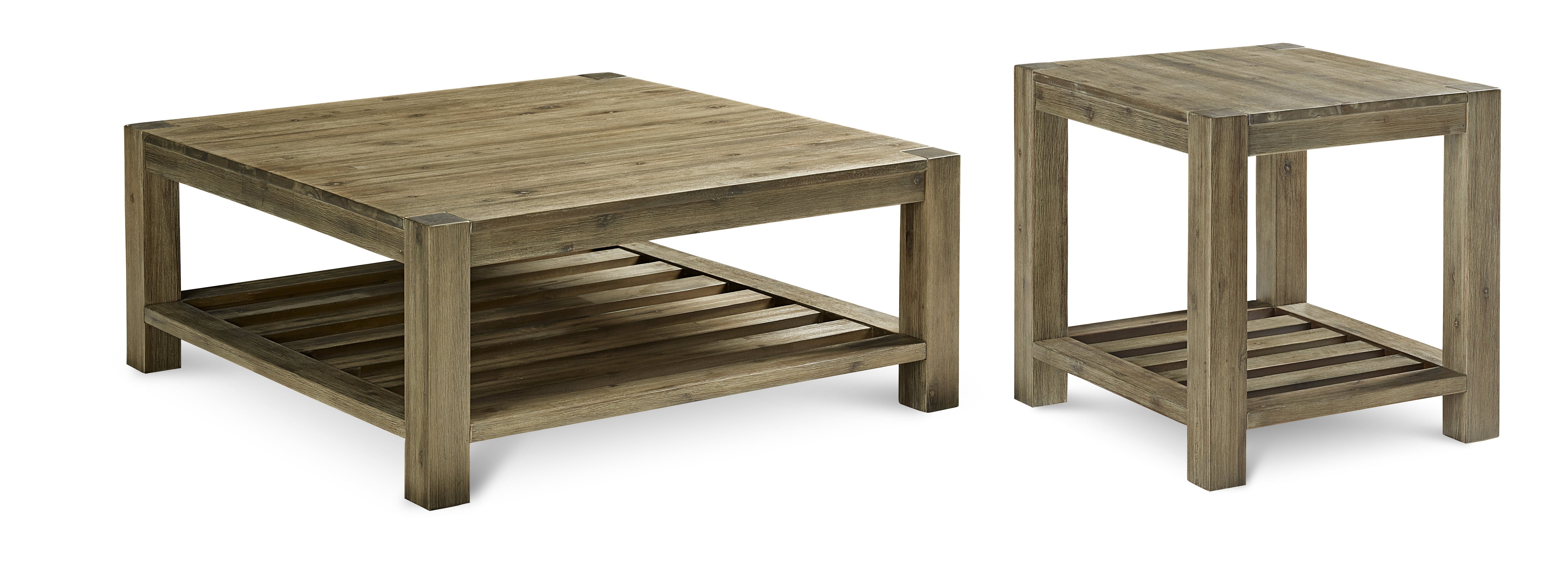 Canyon Solid Wood Square Coffee Table in Washed Grey