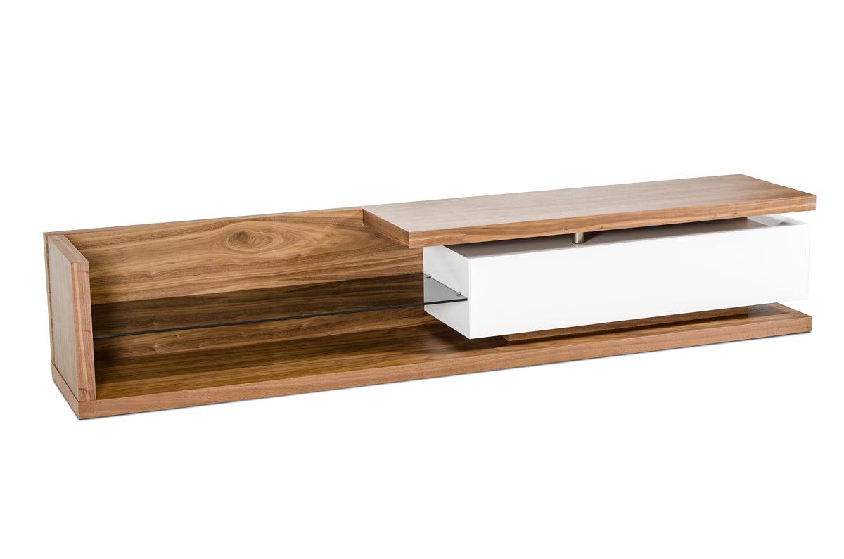 Modrest Jefferson Low Mid-Century Walnut & White TV Unit - What A Room