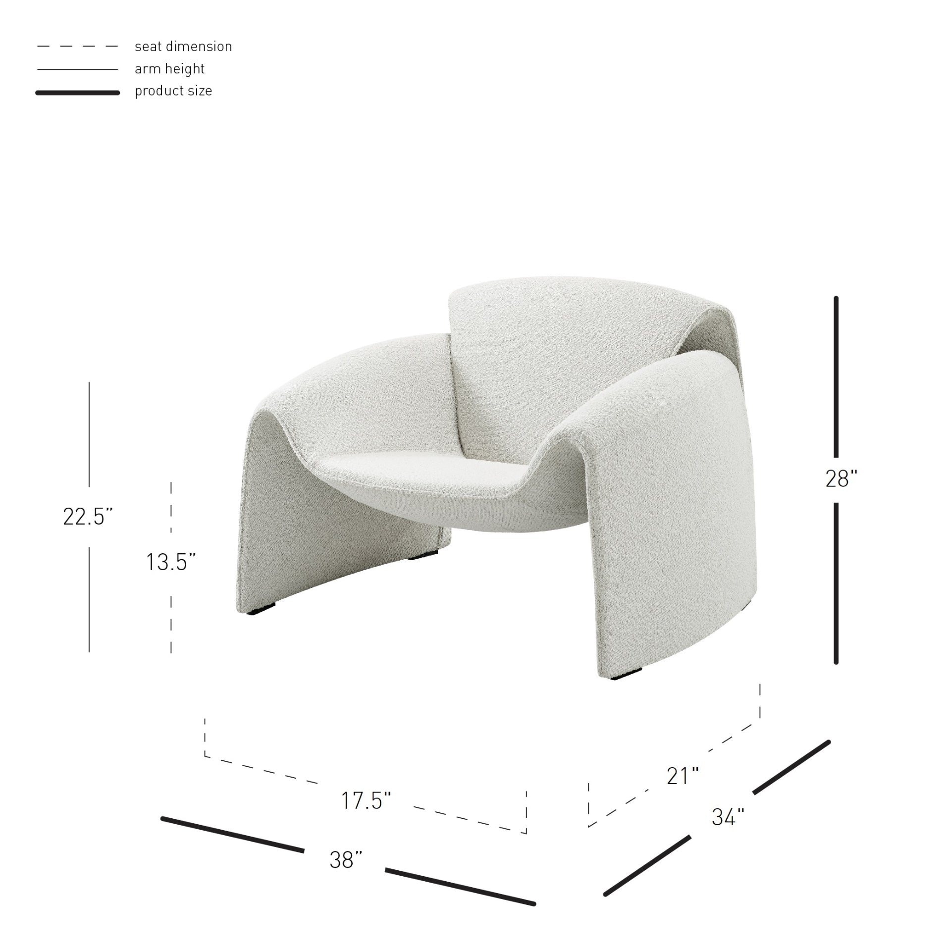 Hilda Off White Fabric Accent Arm Chair
