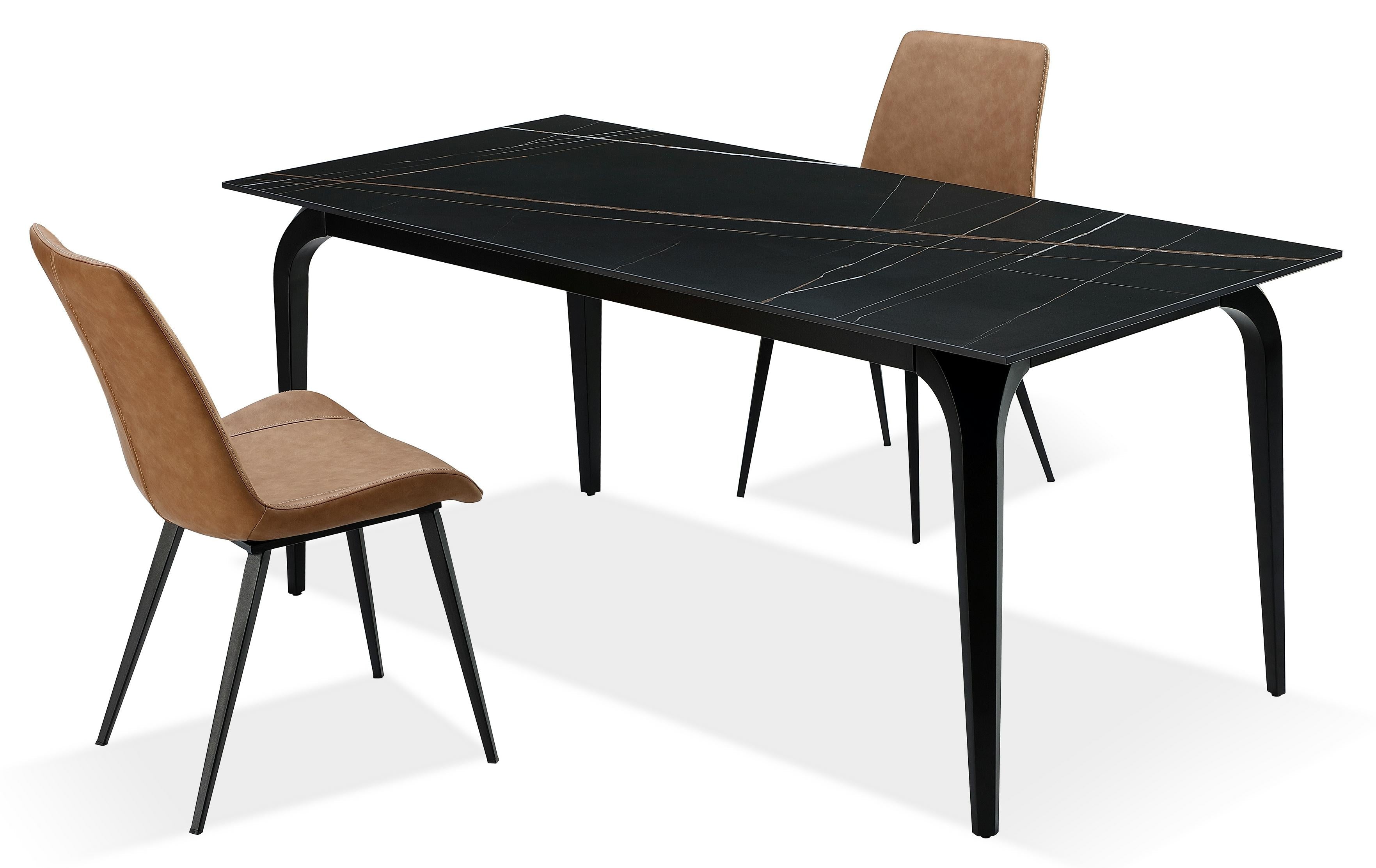 Nicoya Upholstered Dining Chair in Buckskin Synthetic Leather and Black (Set of 2)
