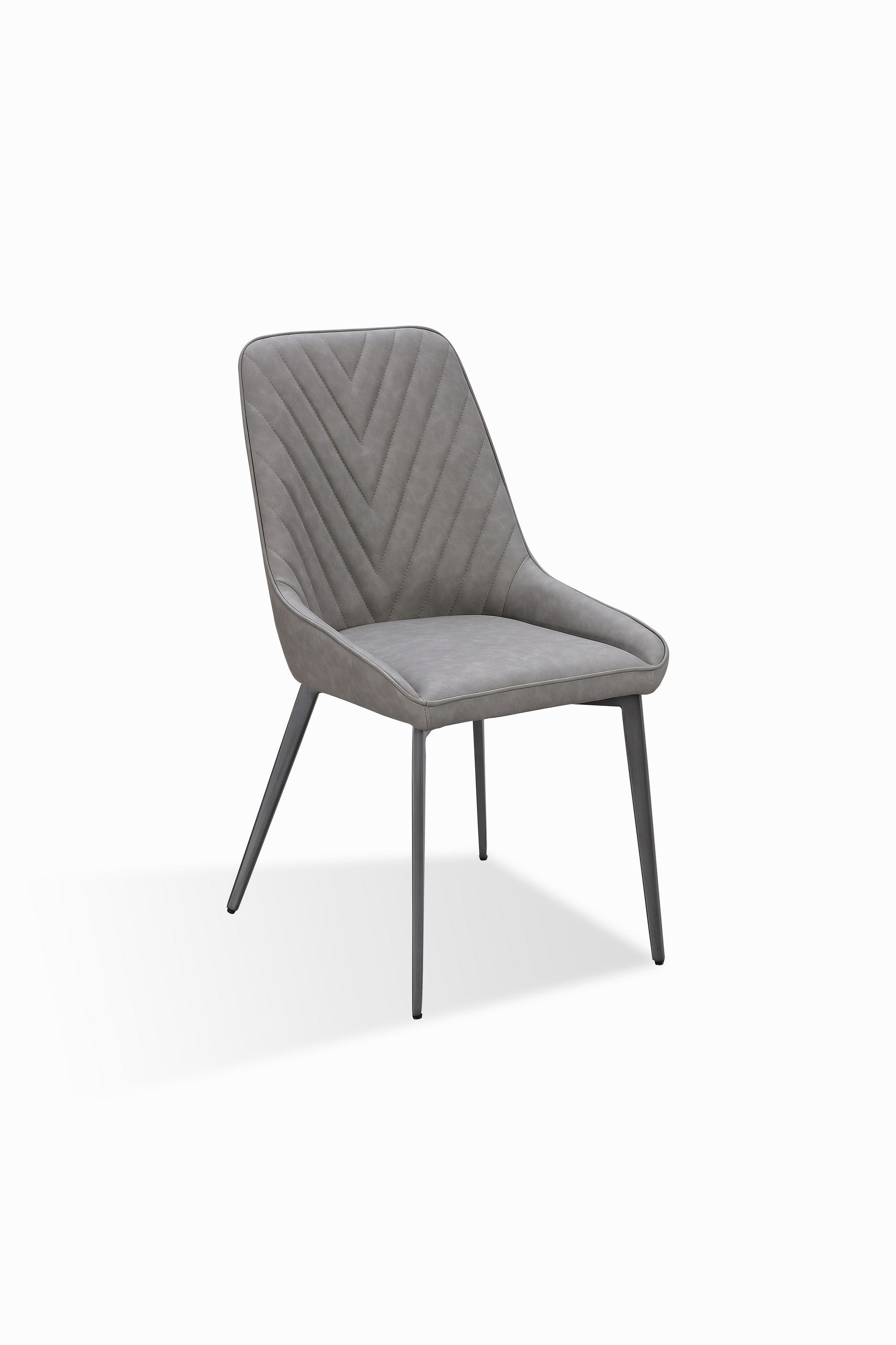 Lucia Metal Leg Upholstered Dining Chair in Anchor Gray Synthetic Leather and Gunmetal (Set of 2) - What A Room
