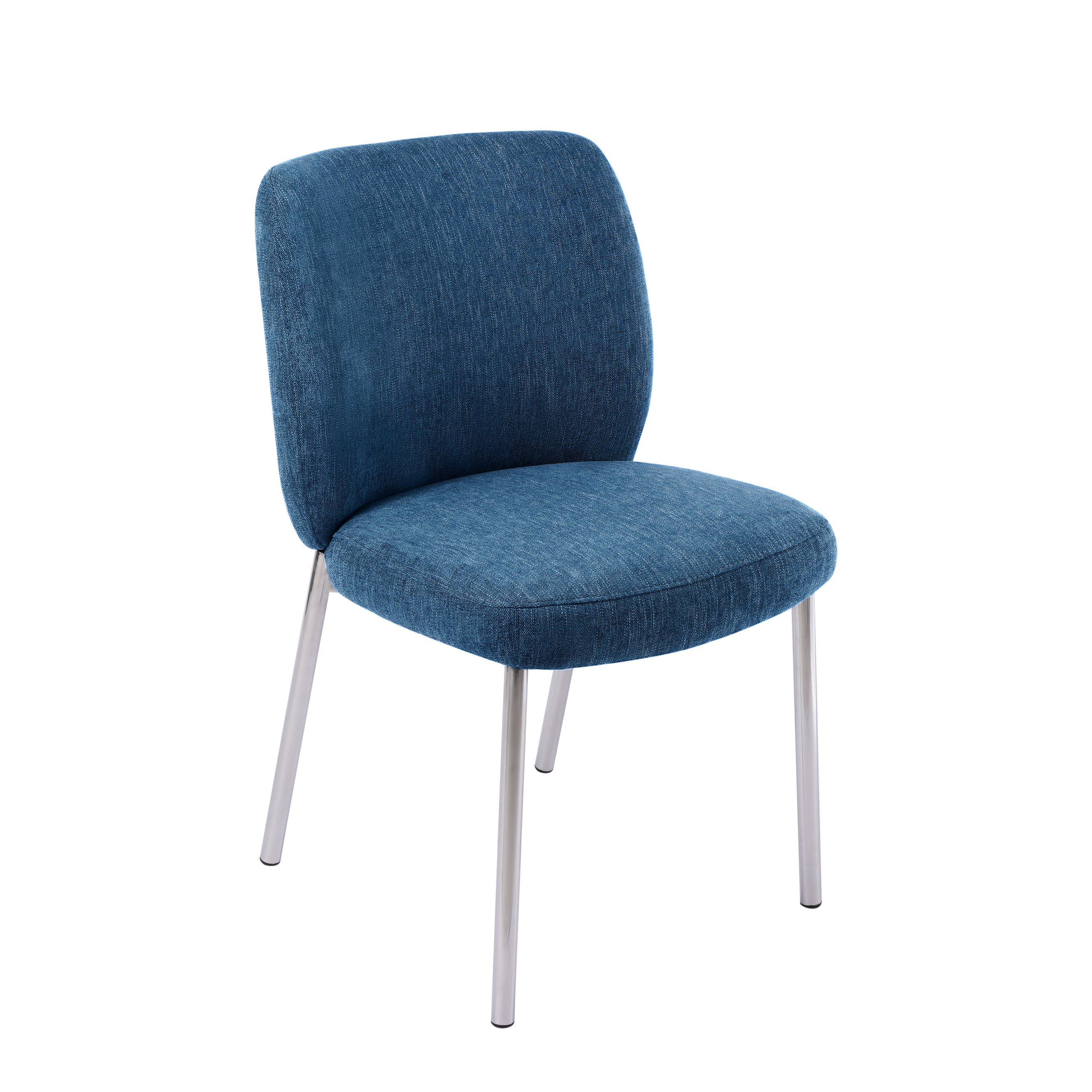 Fomo Chenille-upholstered Stainless Steel Base Dining Chair in Azure (Set of 2)