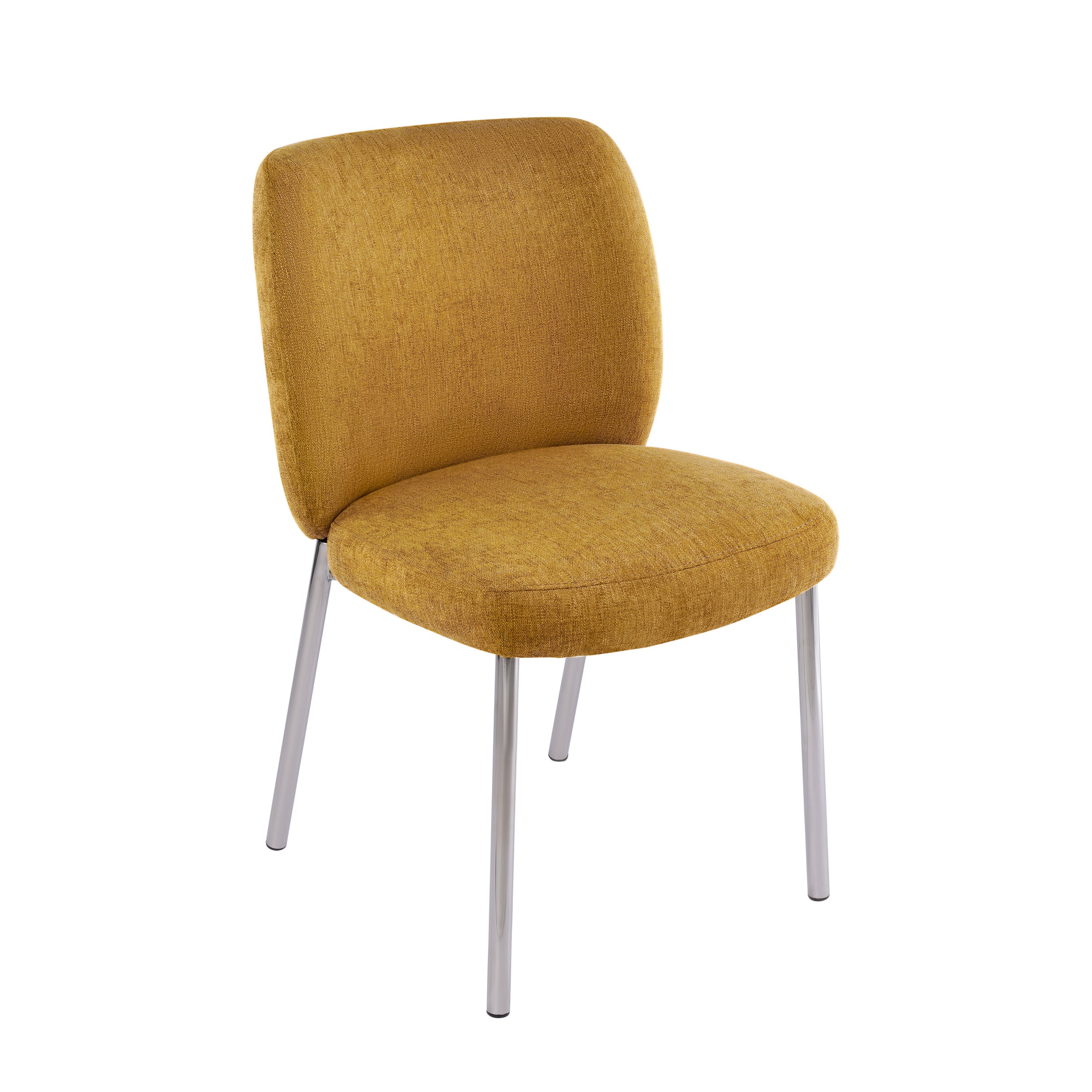 Fomo Chenille-upholstered Stainless Steel Base Dining Chair in Pineapple (Set of 2)
