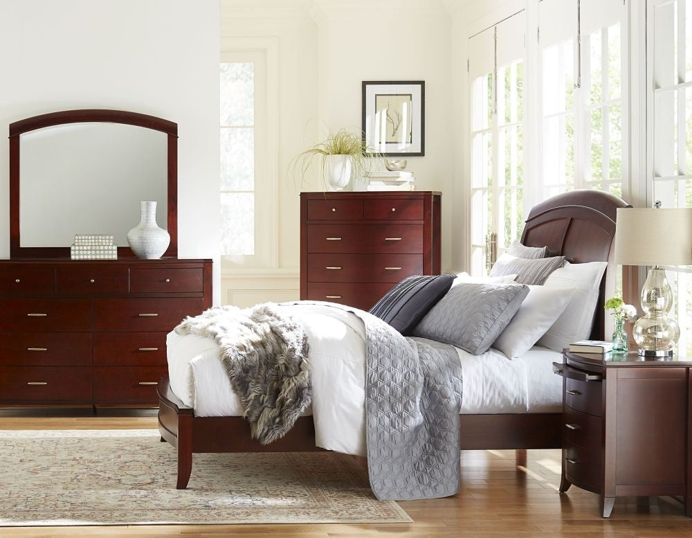 Brighton Low Profile Sleigh Bed in Cinnamon