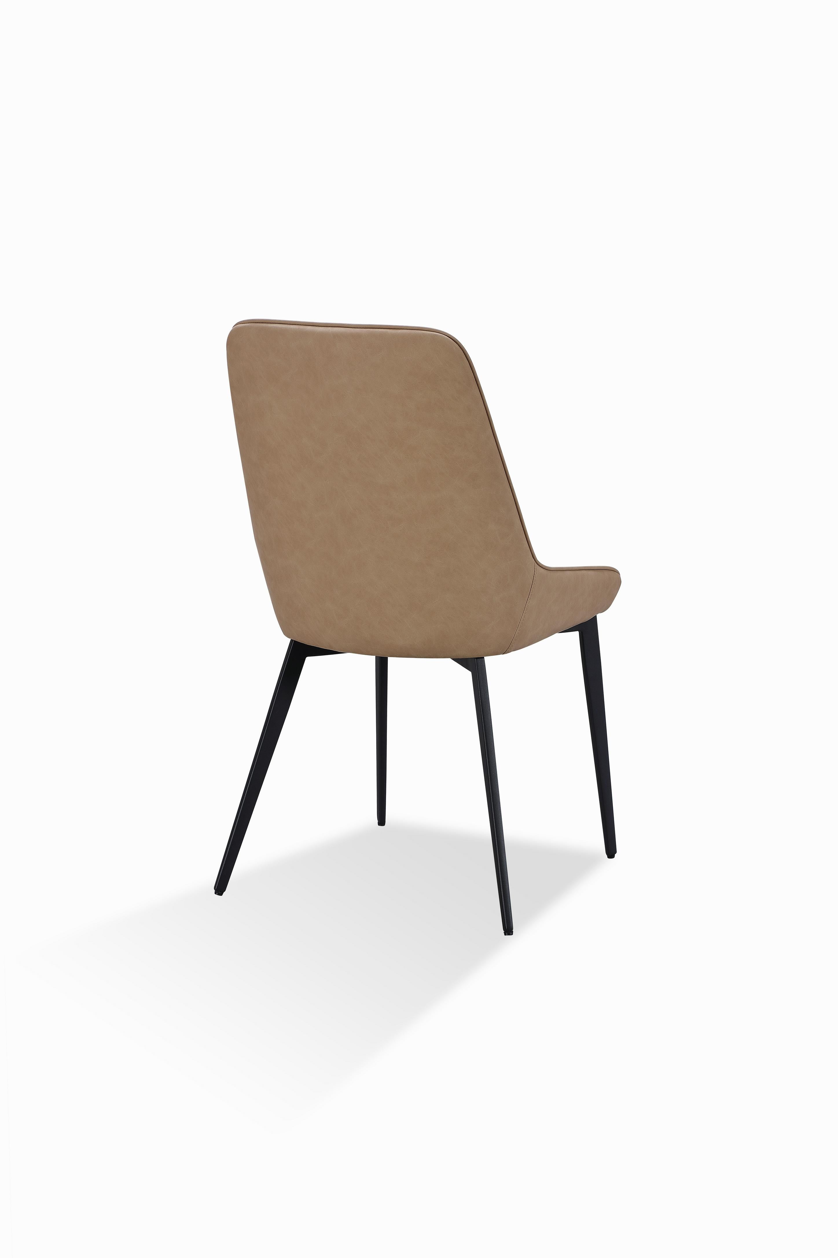 Lucia Metal Leg Upholstered Dining Chair in Honey Synthetic Leather (Set of 2)