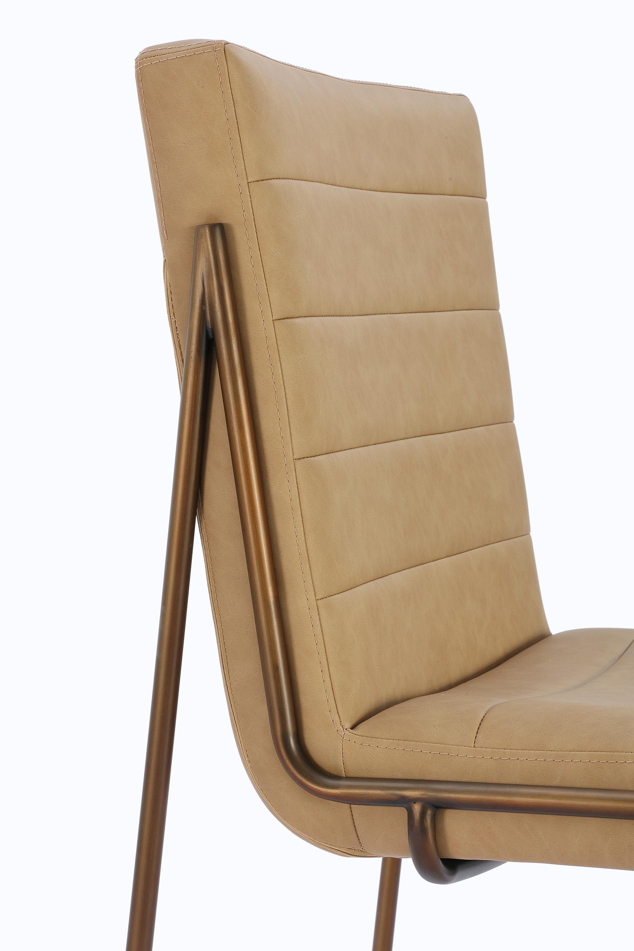 Madison Metal Frame Dining Chair in Honey Synthetic Leather (Set of 2)