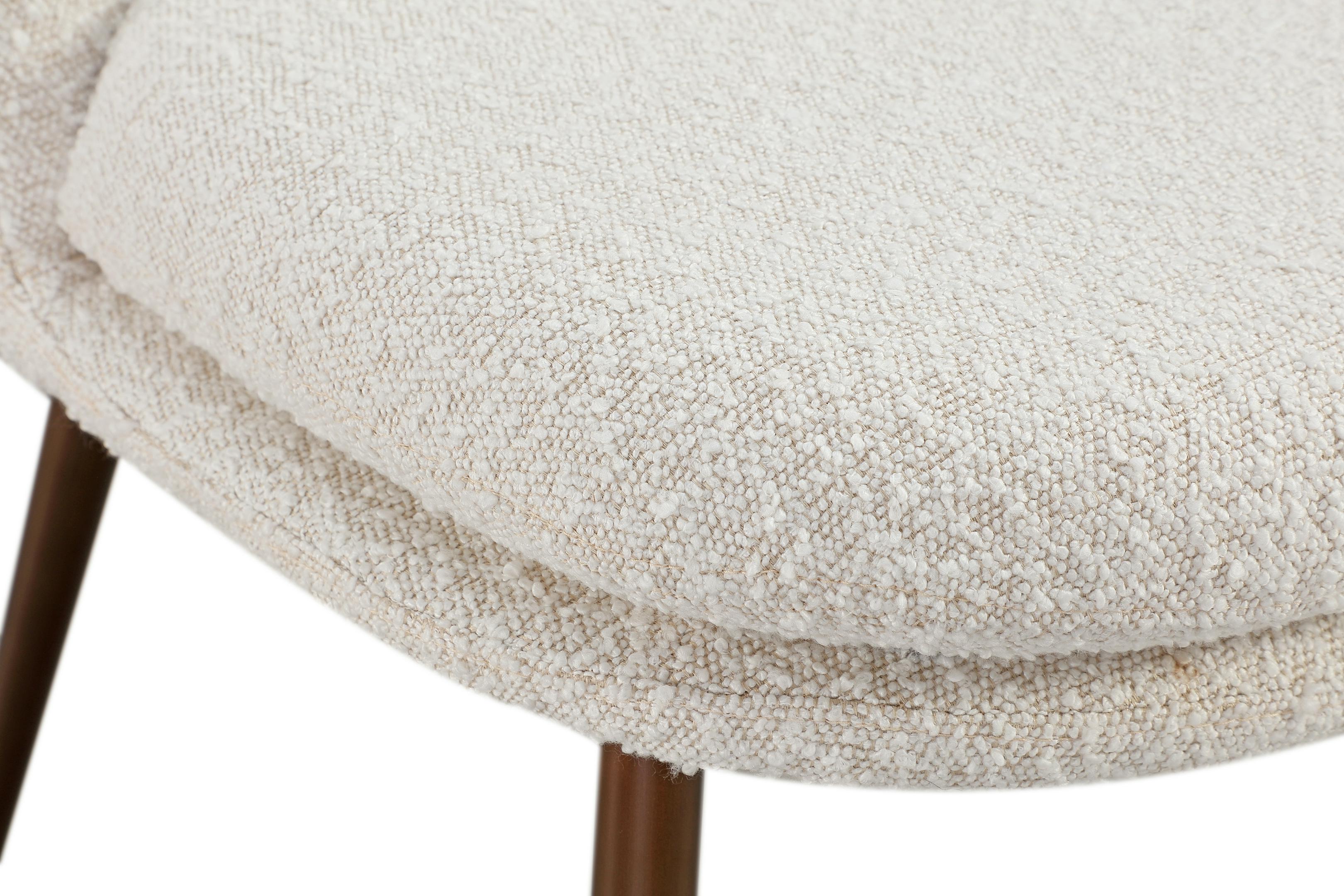Wyatt Upholstered Dining Chair in Ricotta Boucle and Bronze Metal (Set of 2)