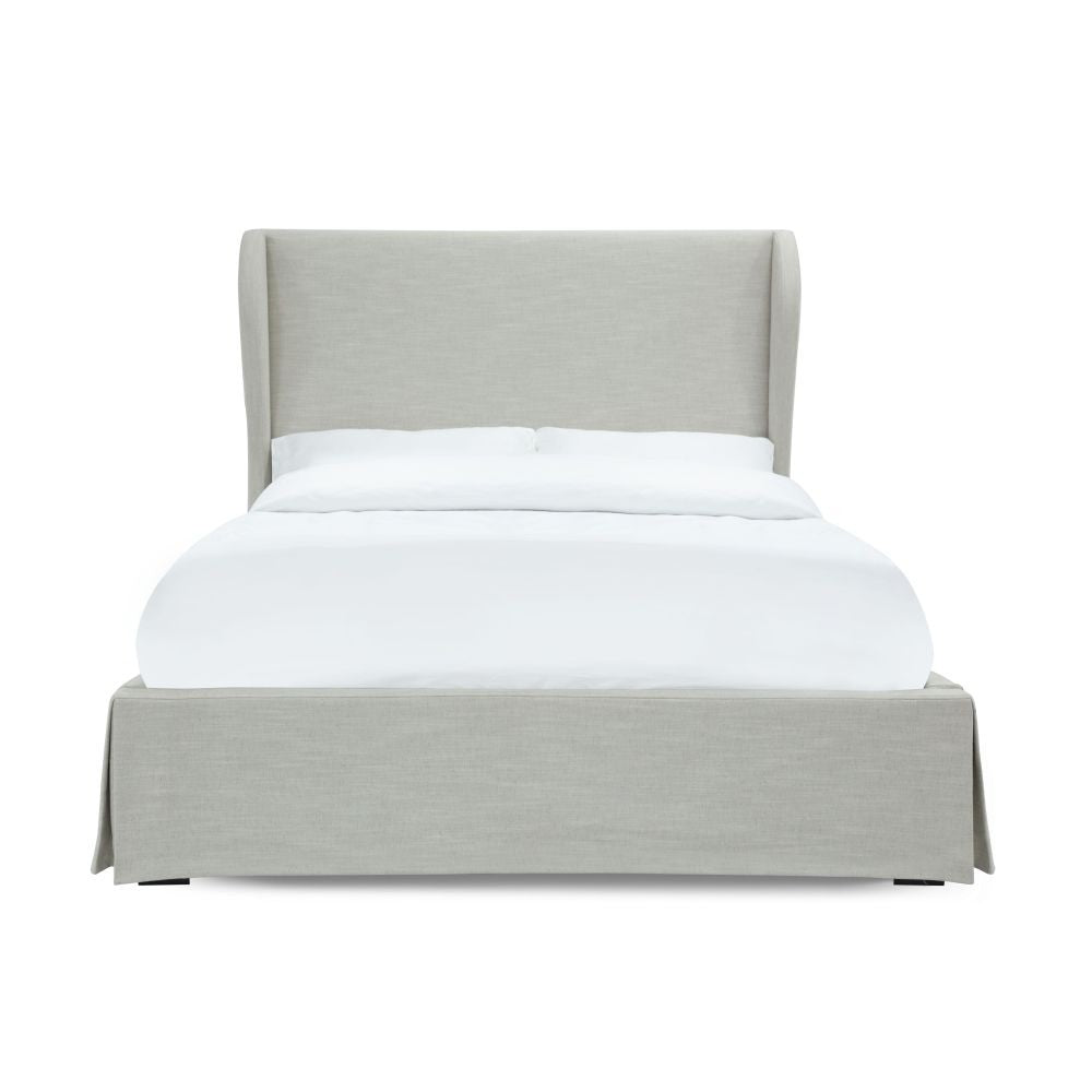 Hera Upholstered Skirted Panel Bed in Oatmeal