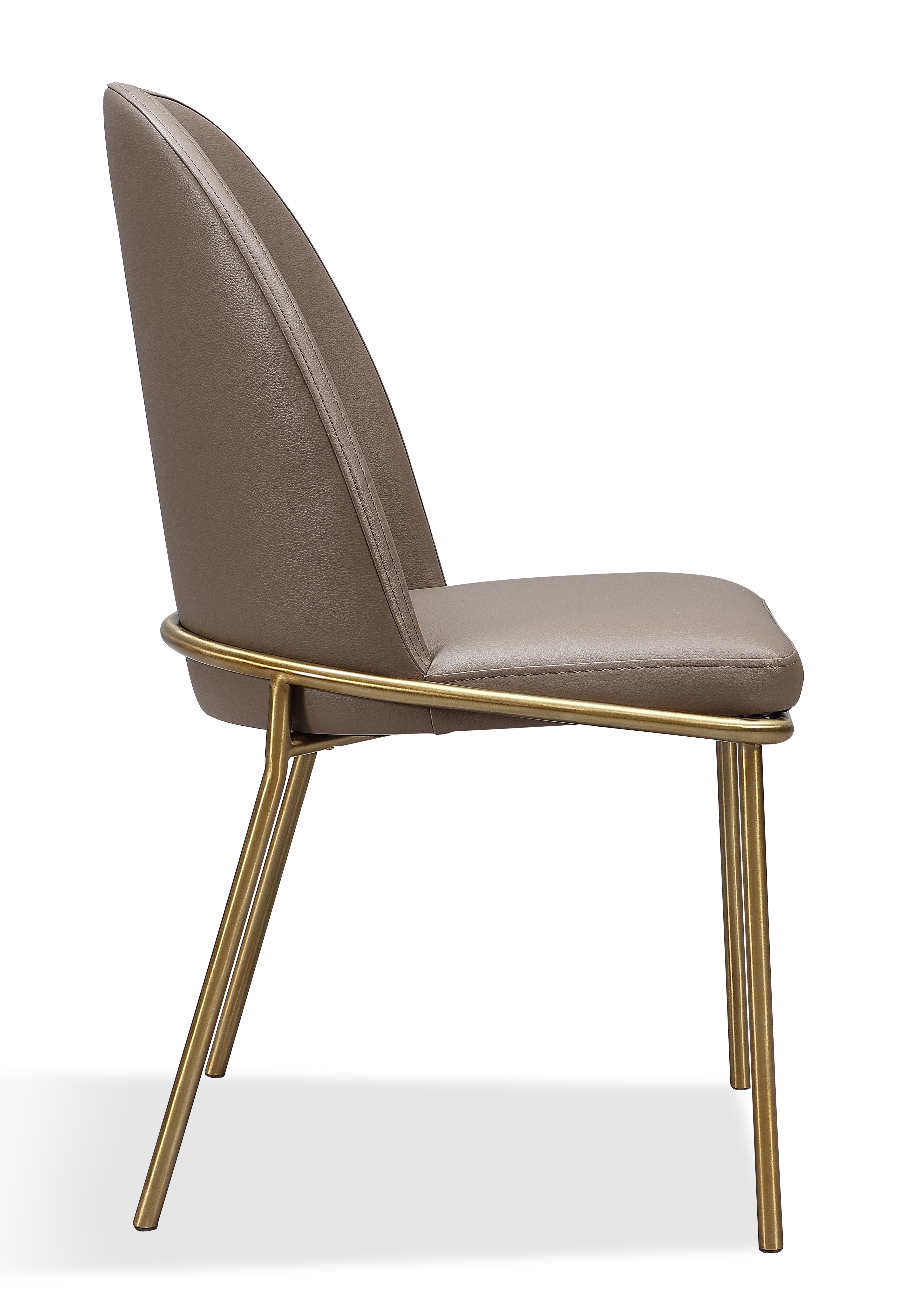 Doheny Leather Upholstered Metal Leg Dining Chair in Boots and Brass (Set of 2)