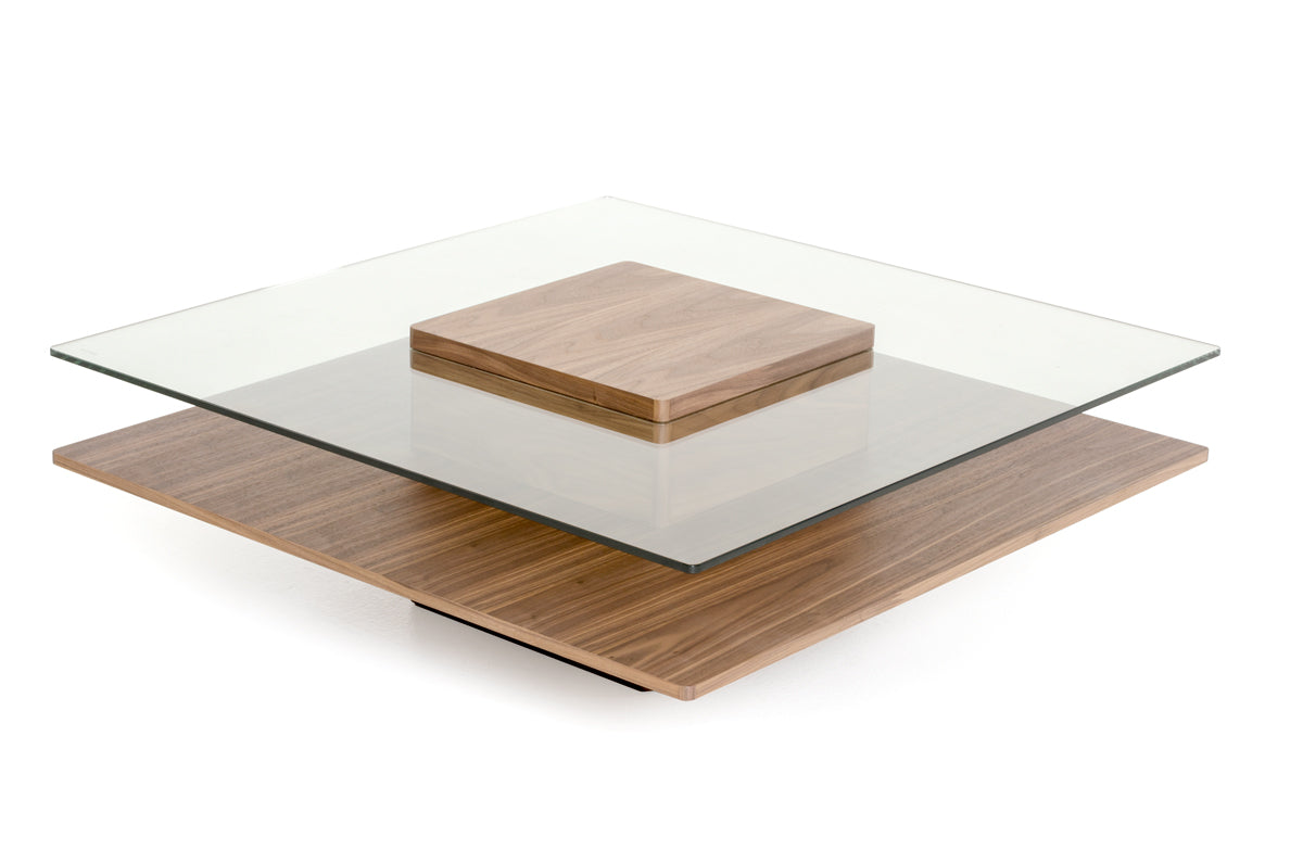 Modrest Clarion Mid-Century Walnut and Glass Coffee Table - What A Room