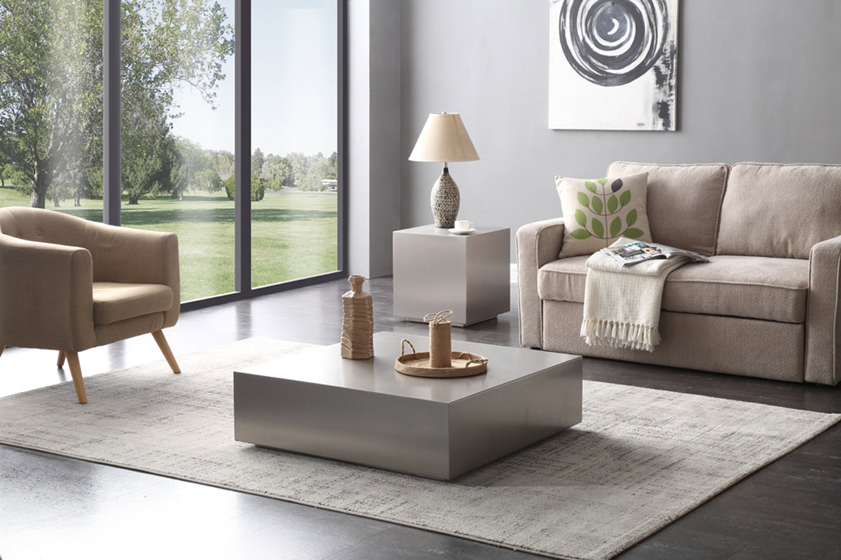 Modrest Anvil Modern Brushed Stainless Steel Coffee Table - What A Room