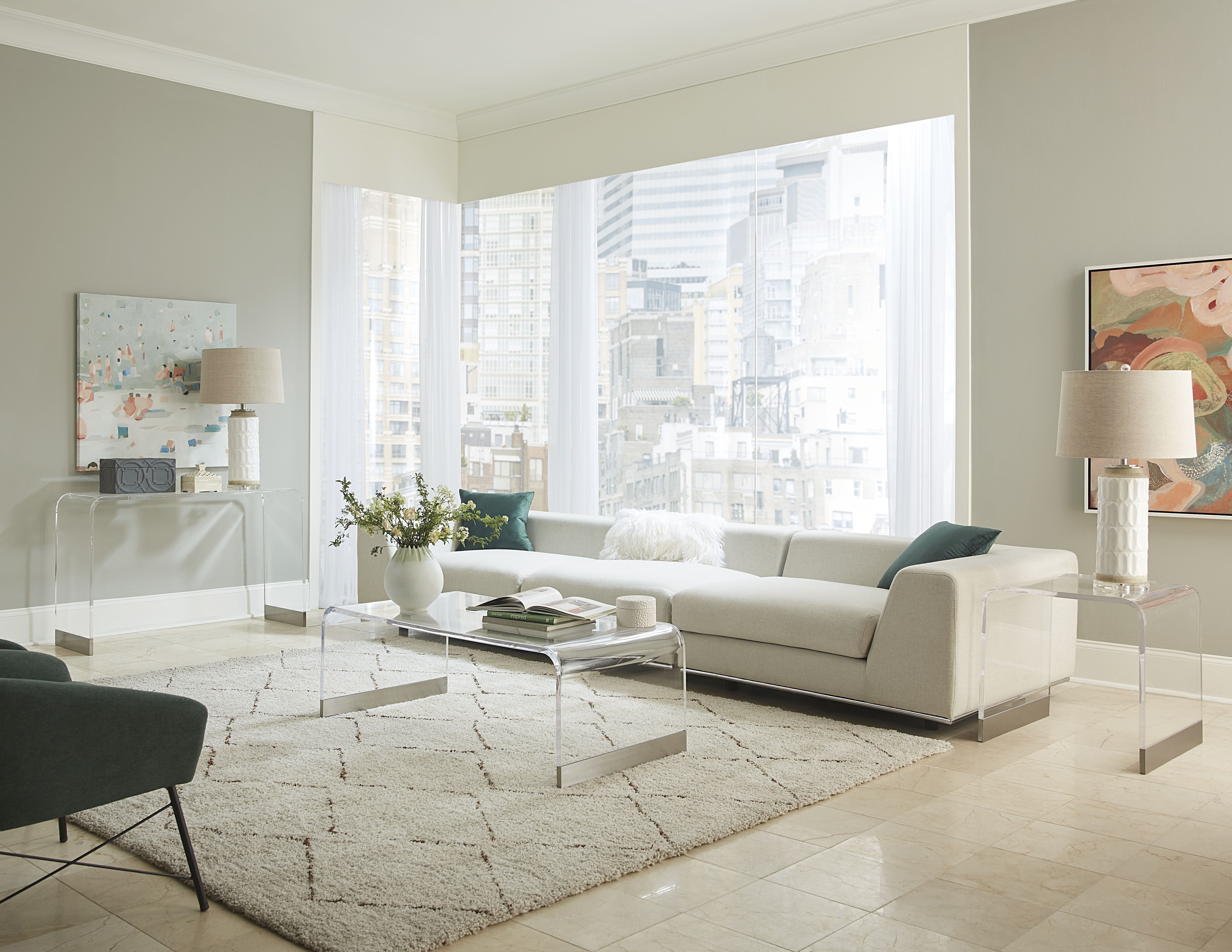Bowie Coffee Table in Clear Acrylic and Brushed Stainless Steel - What A Room