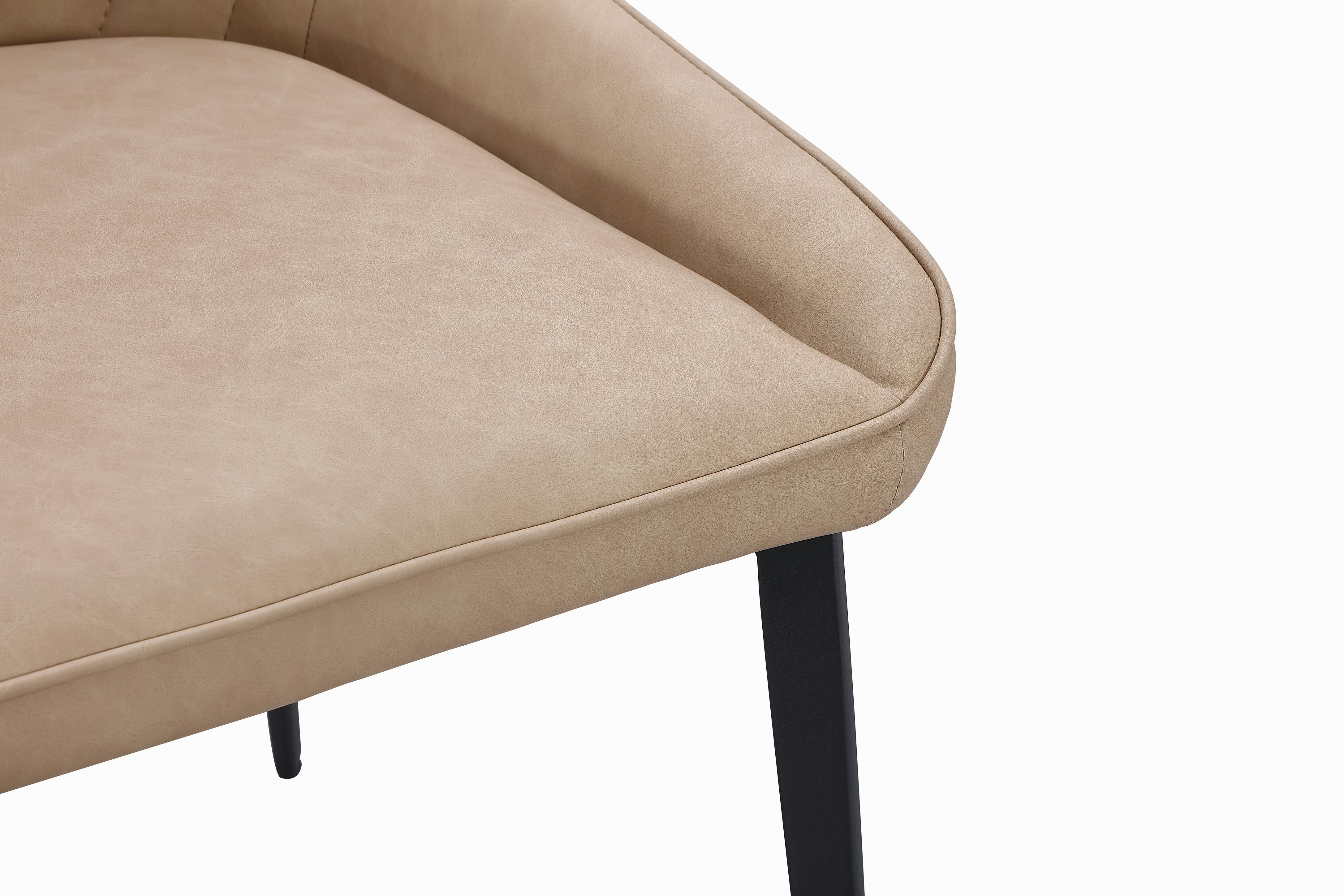 Lucia Metal Leg Upholstered Dining Chair in Honey Synthetic Leather (Set of 2)