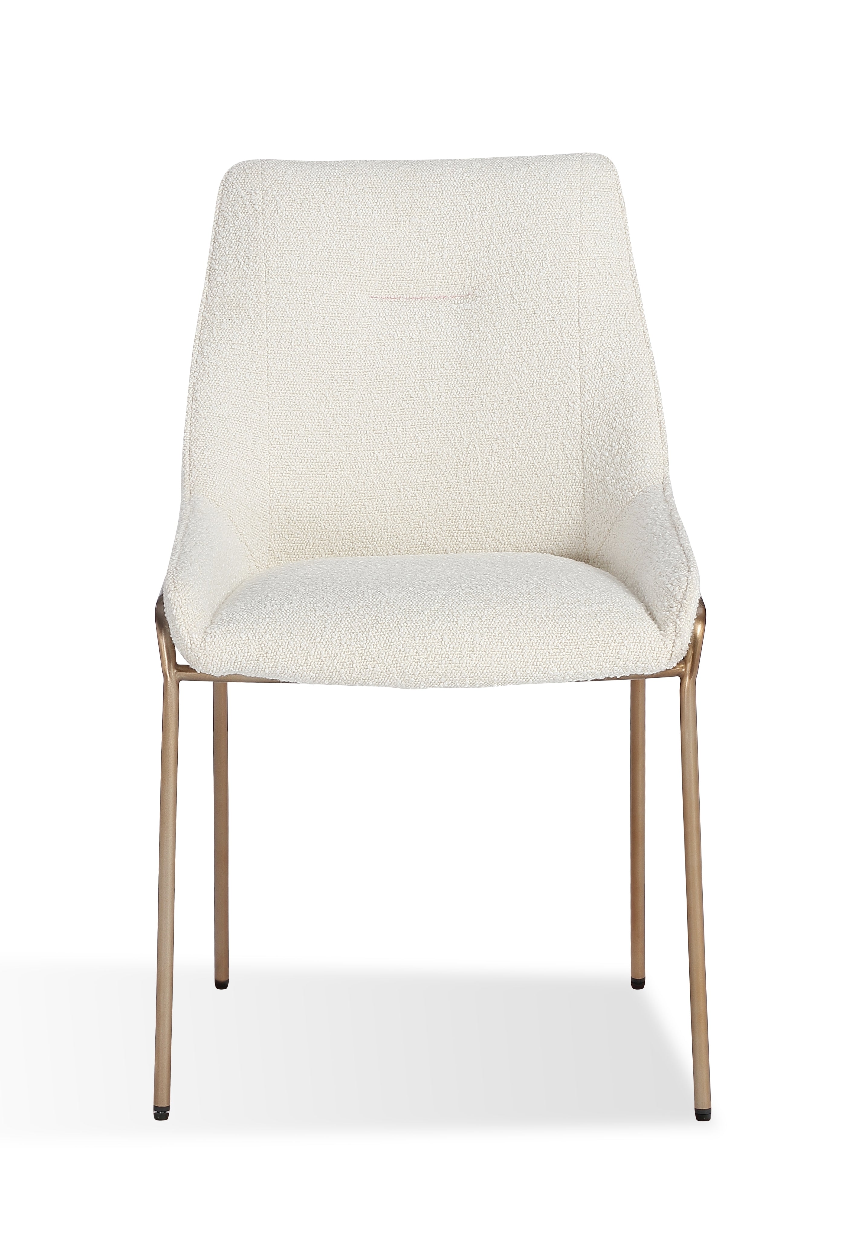 Cyrus Upholstered Dining Chair in Cottage Cheese Boucle and Brushed Bronze Metal (Set of 2)