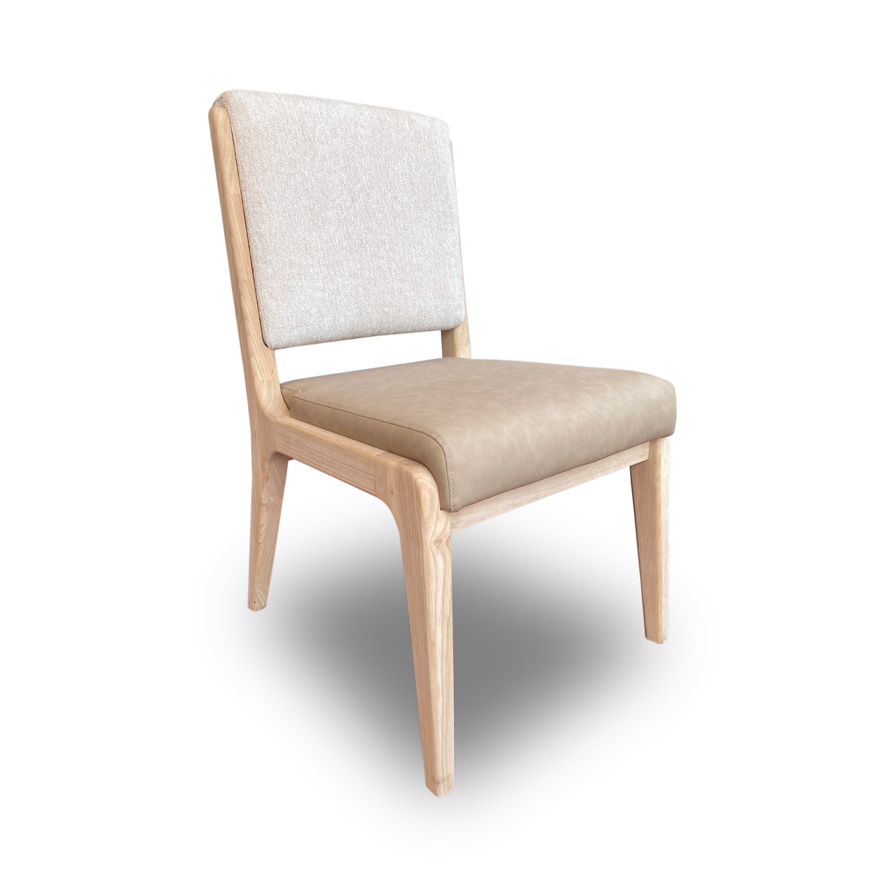 Zinnia Upholstered Dining Chair in White Sand, Buttermilk Leather and Dune Chenille (Set of 2)