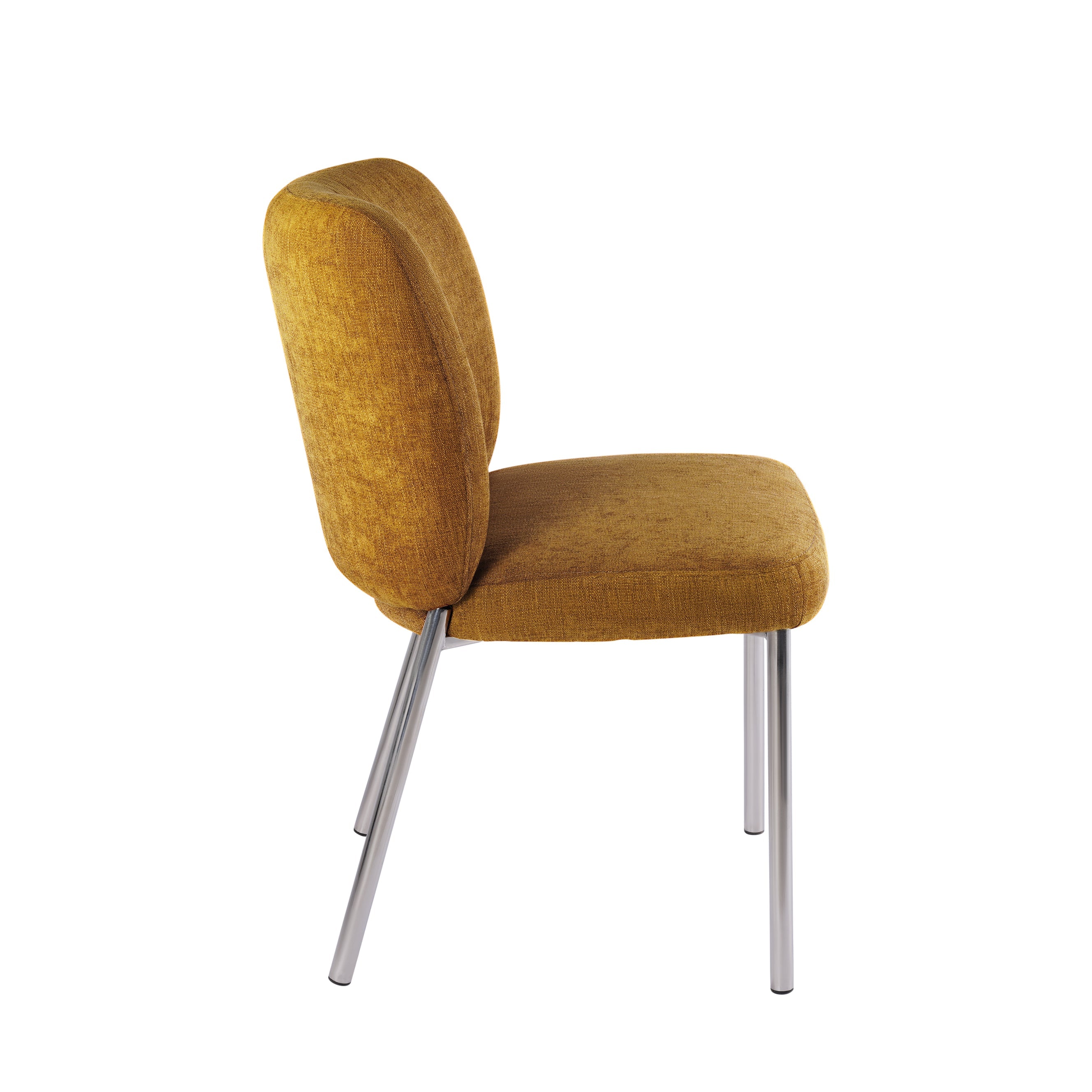 Fomo Chenille-upholstered Stainless Steel Base Dining Chair in Pineapple (Set of 2)