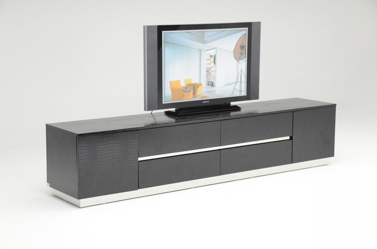 A&X Skyline Modern Black Crocodile Lacquer TV Unit - What A Room
