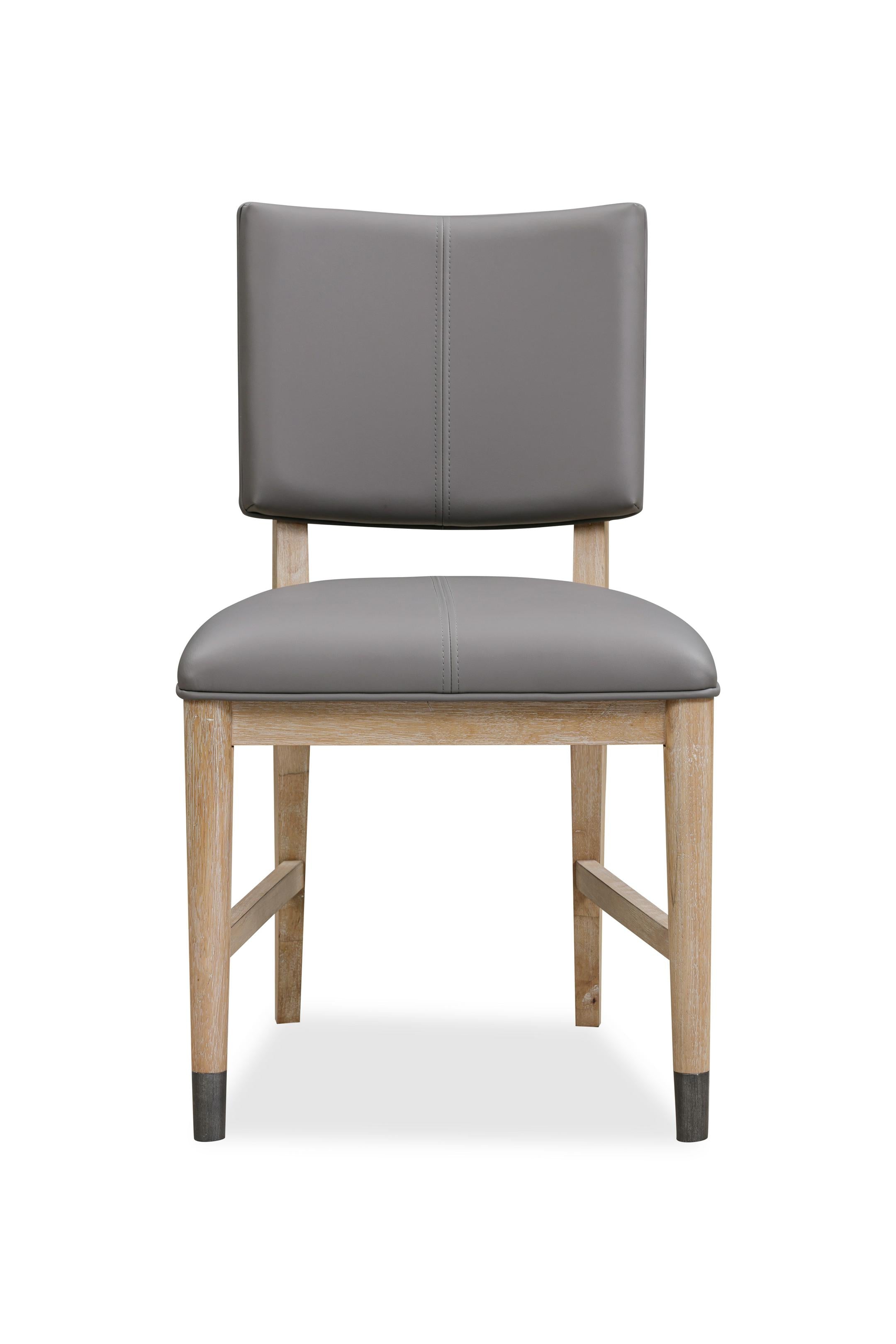 Franklin Dining Chair in Au Natural and Gray Leather (Set of 2)