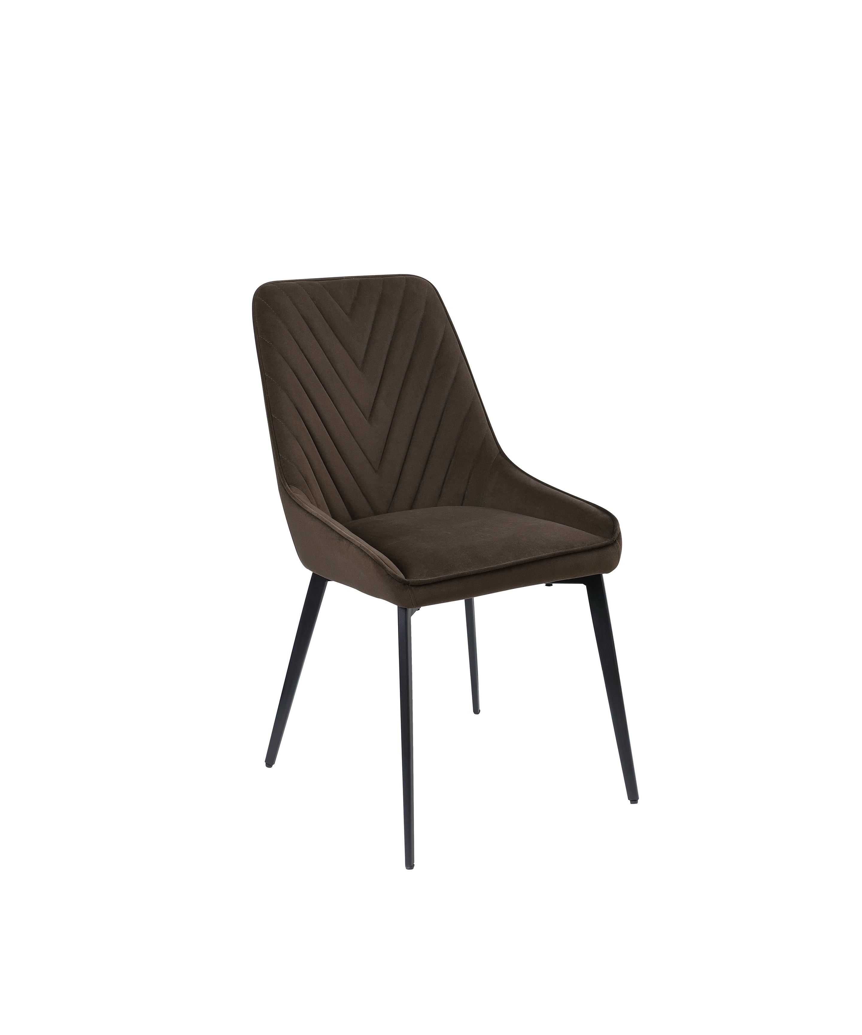 Lucia Metal Leg Upholstered Dining Chair in Penny  Velvet and Gunmetal (Set of 2)