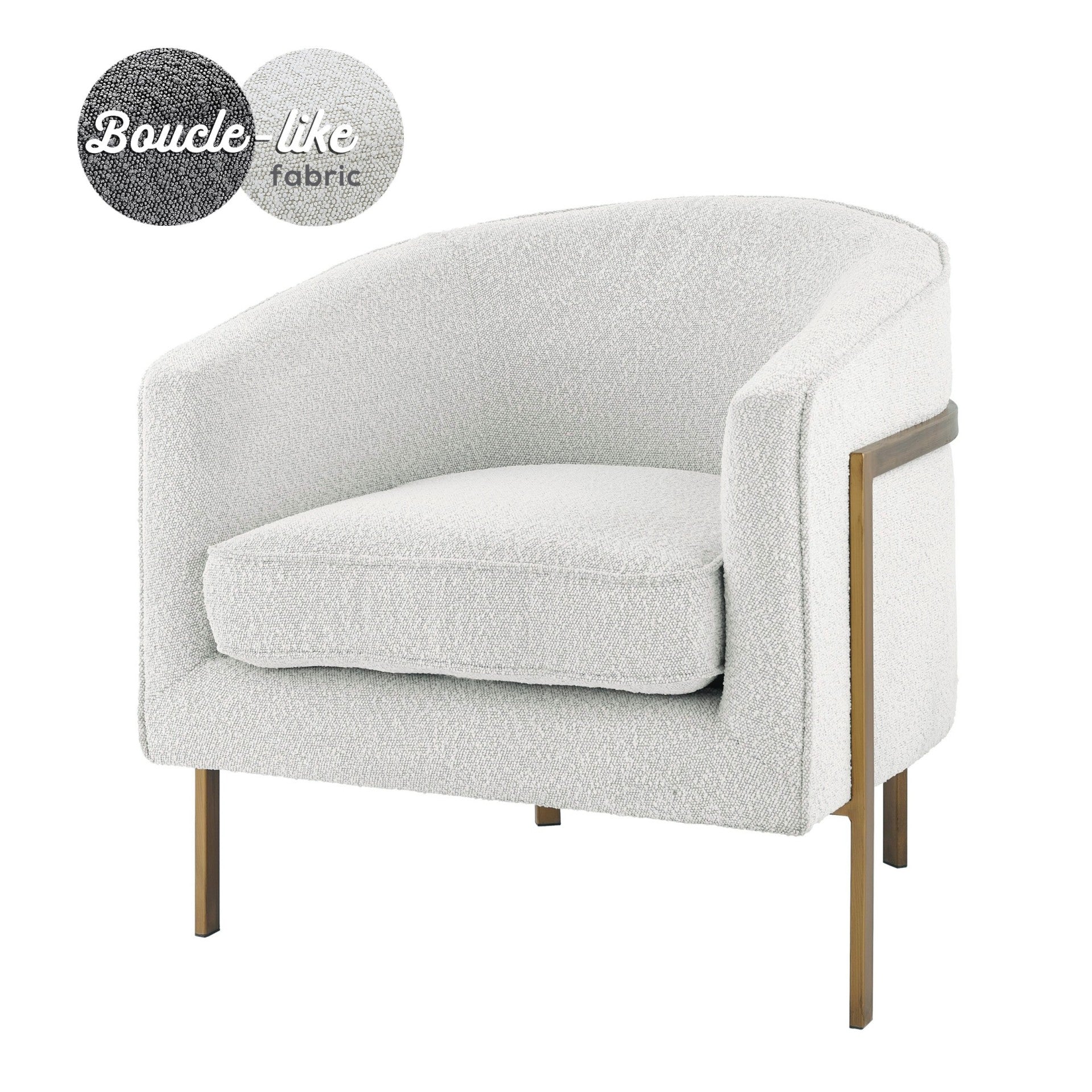 Harrod White Fabric Accent Arm Chair