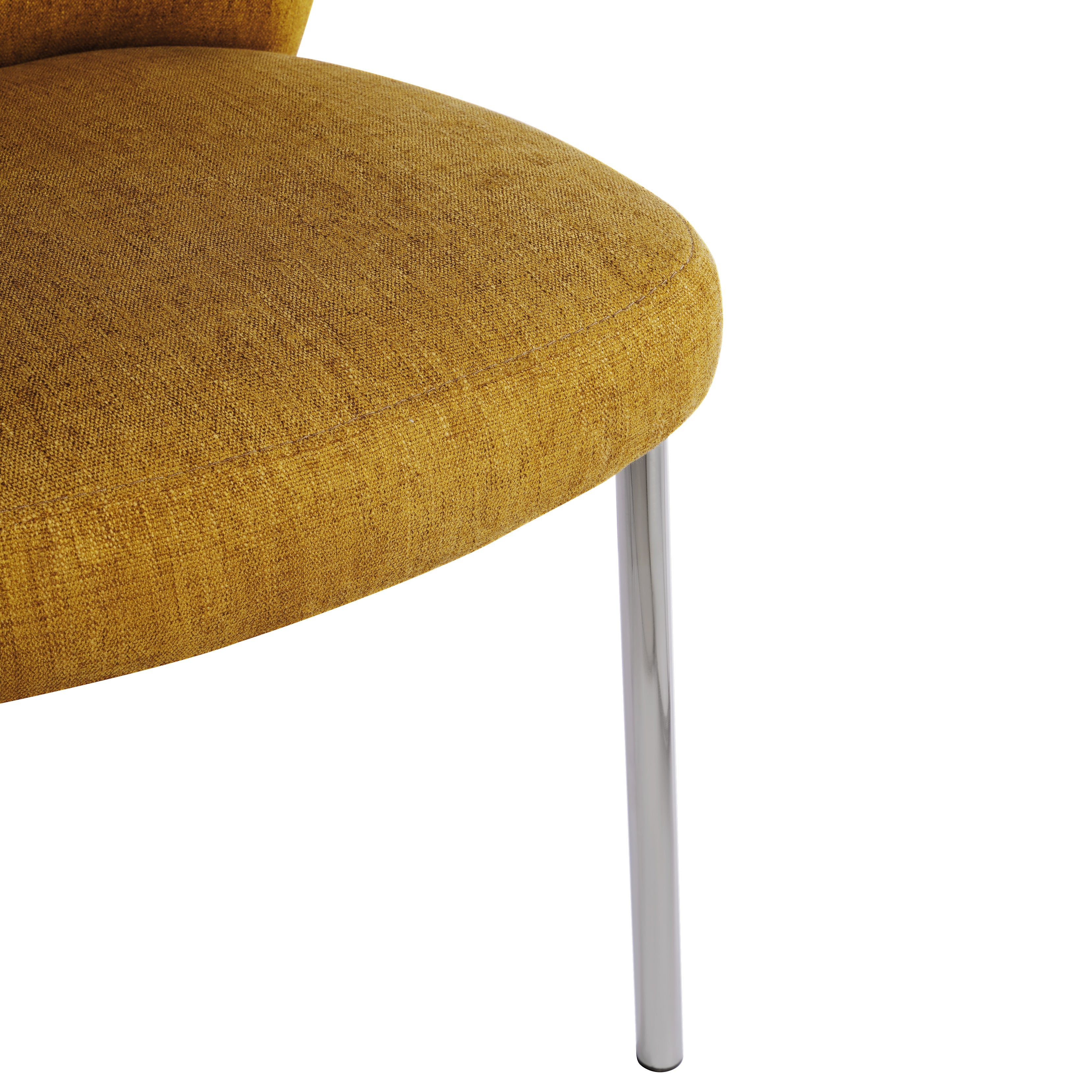 Fomo Chenille-upholstered Stainless Steel Base Dining Chair in Pineapple (Set of 2)