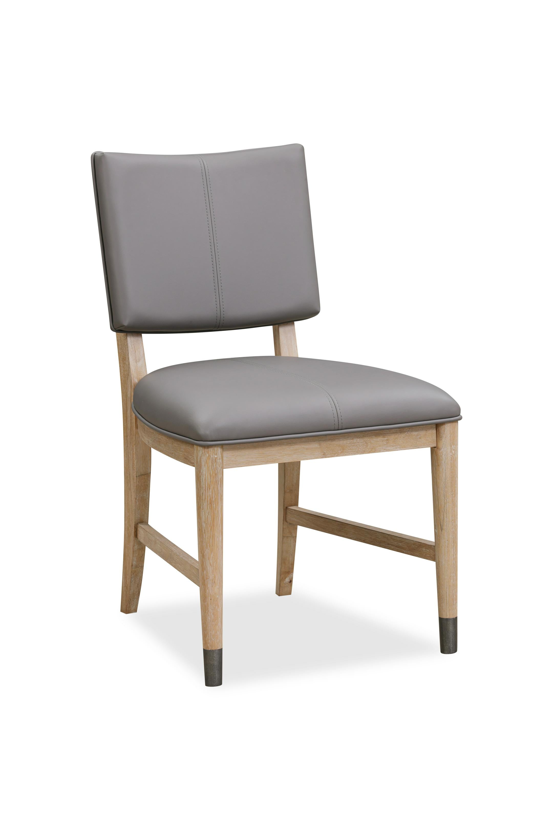 Franklin Dining Chair in Au Natural and Gray Leather (Set of 2)