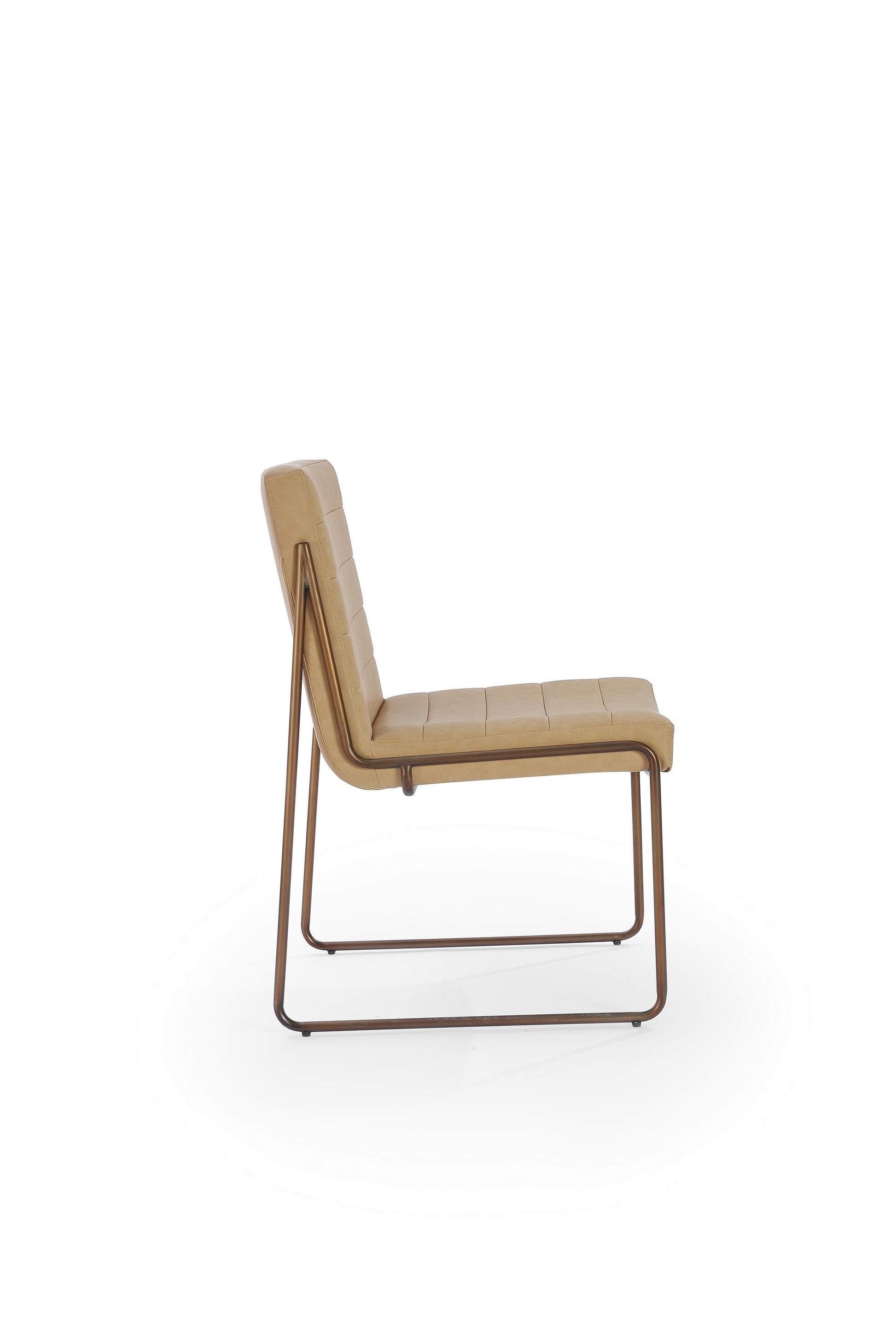 Madison Metal Frame Dining Chair in Honey Synthetic Leather (Set of 2) - What A Room
