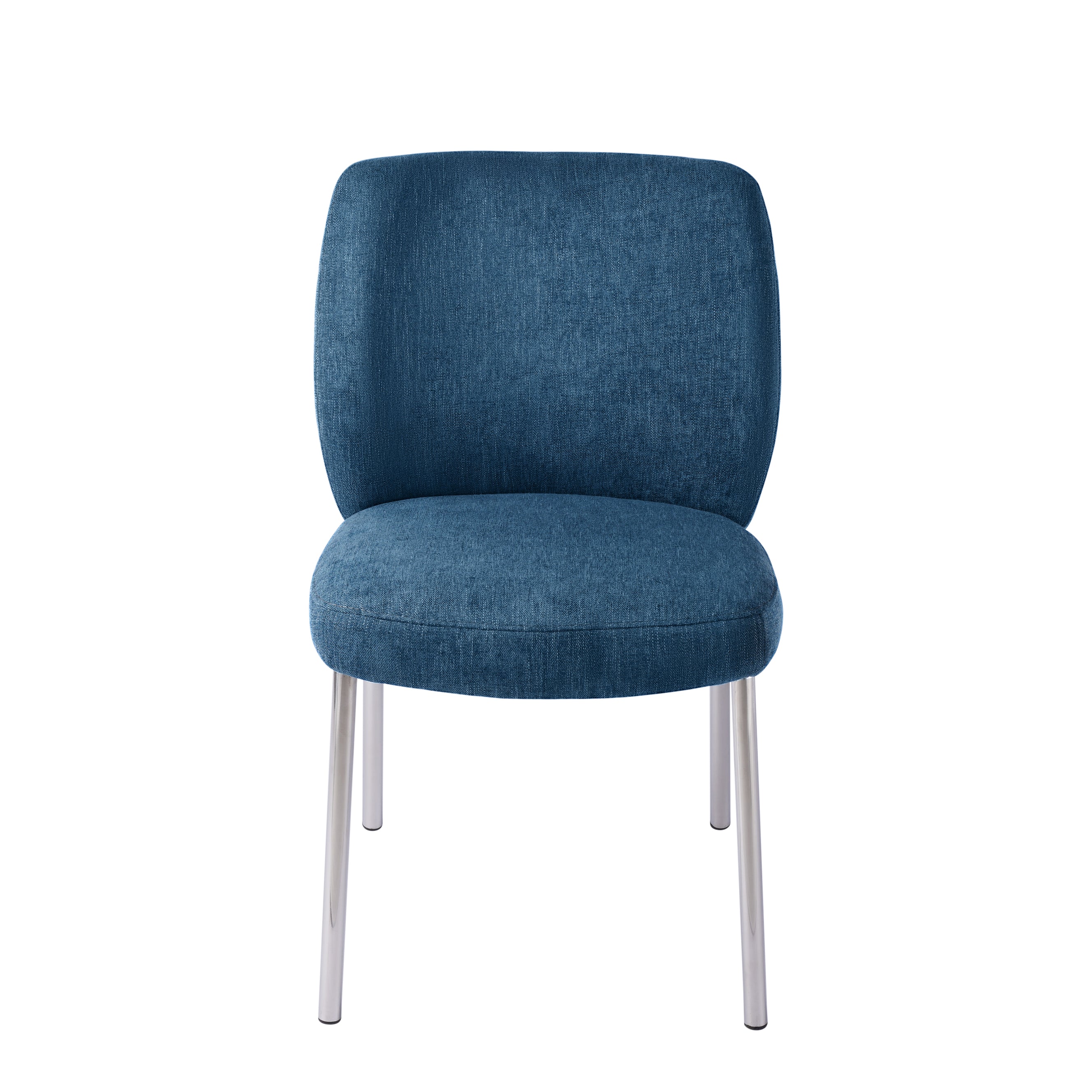 Fomo Chenille-upholstered Stainless Steel Base Dining Chair in Azure (Set of 2)