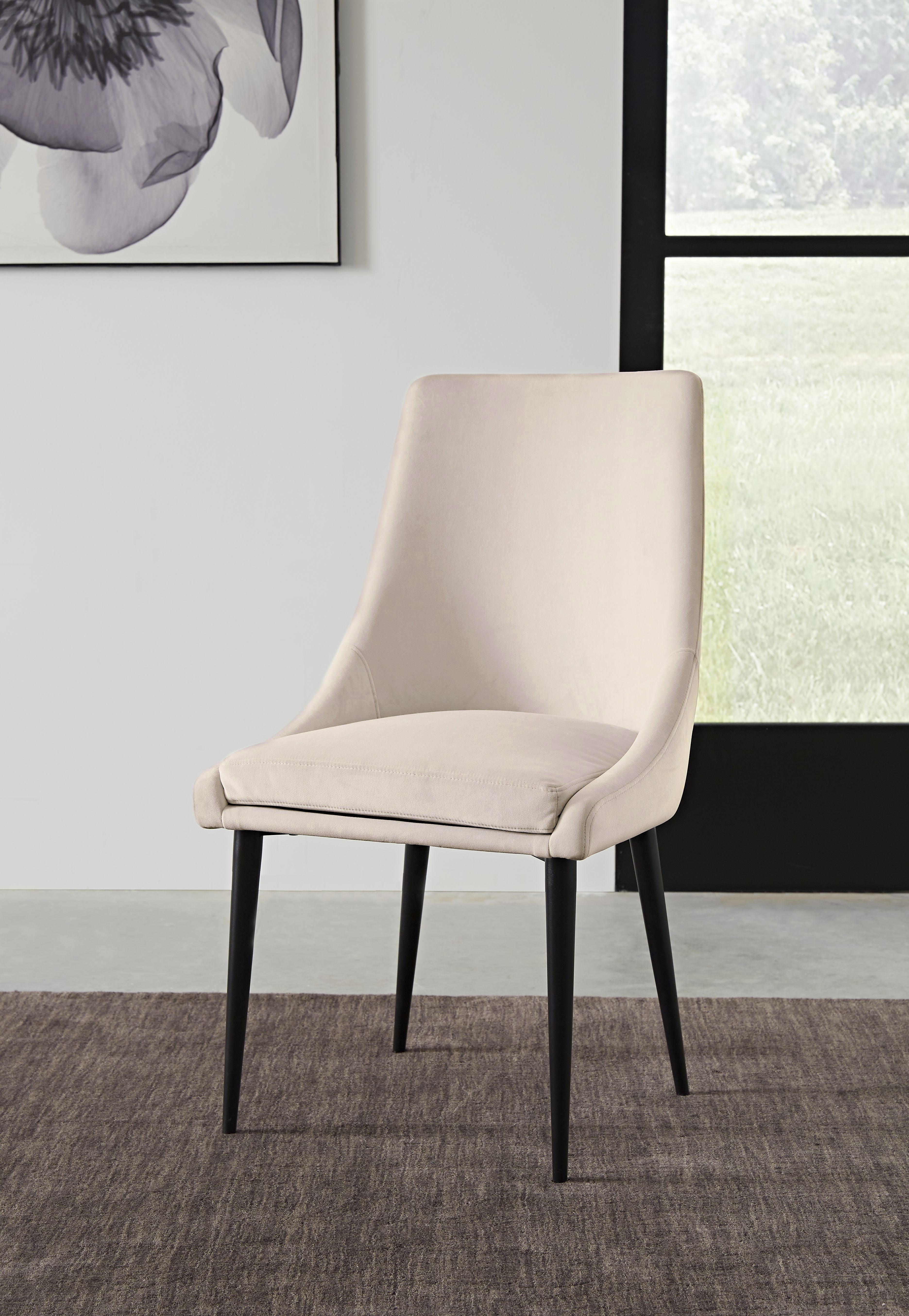 Winston Upholstered Metal Leg Dining Chair in Cream and Black (Set of 2)