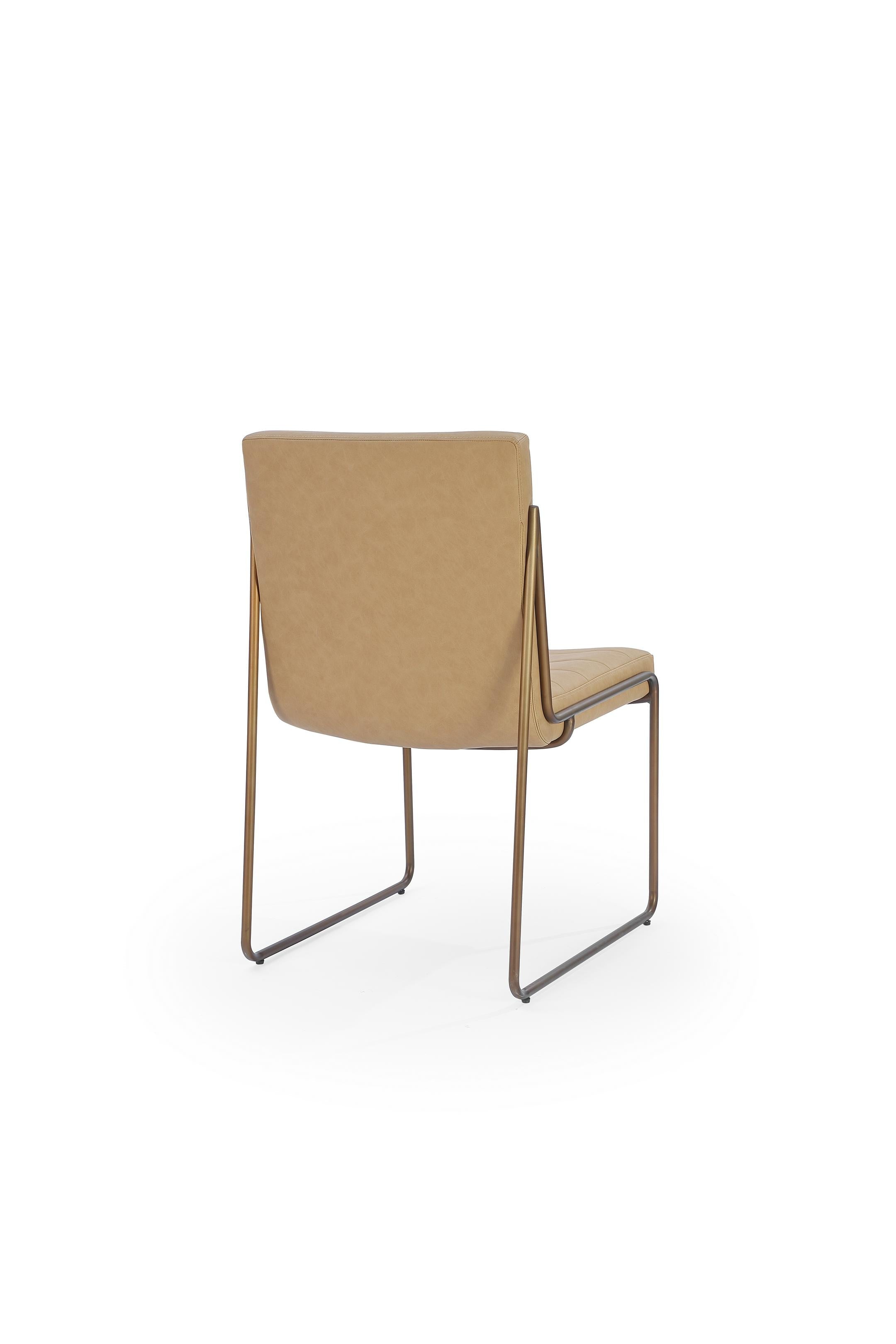 Madison Metal Frame Dining Chair in Honey Synthetic Leather (Set of 2)