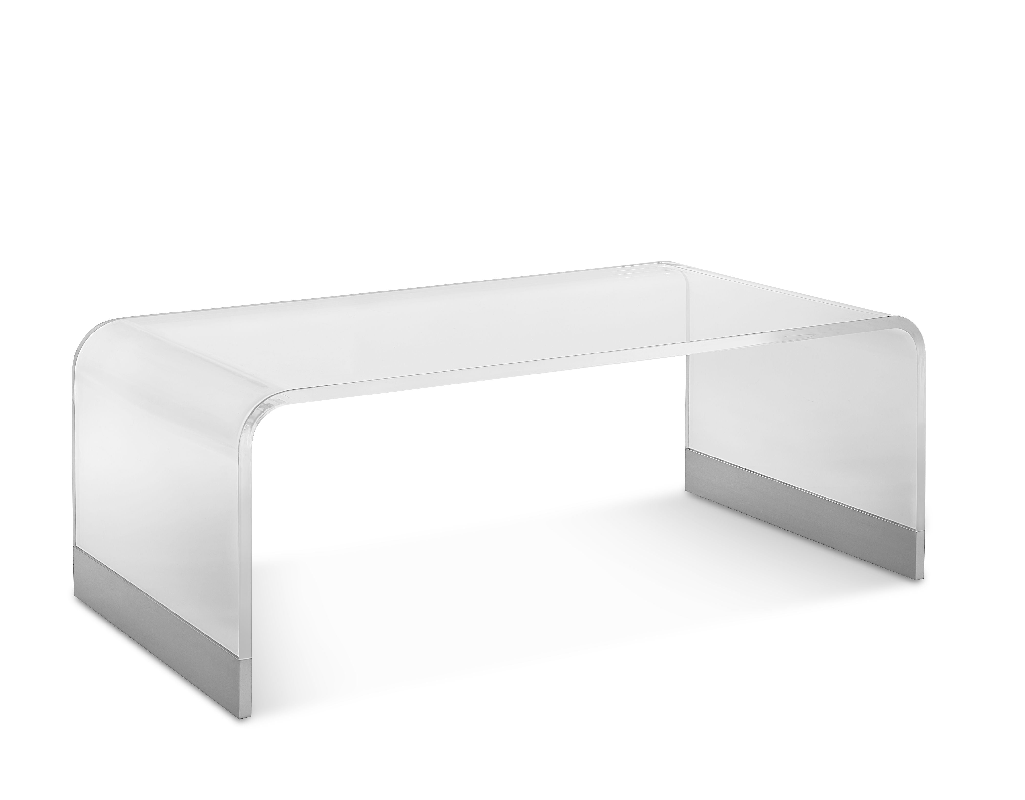 Bowie Coffee Table in Clear Acrylic and Brushed Stainless Steel