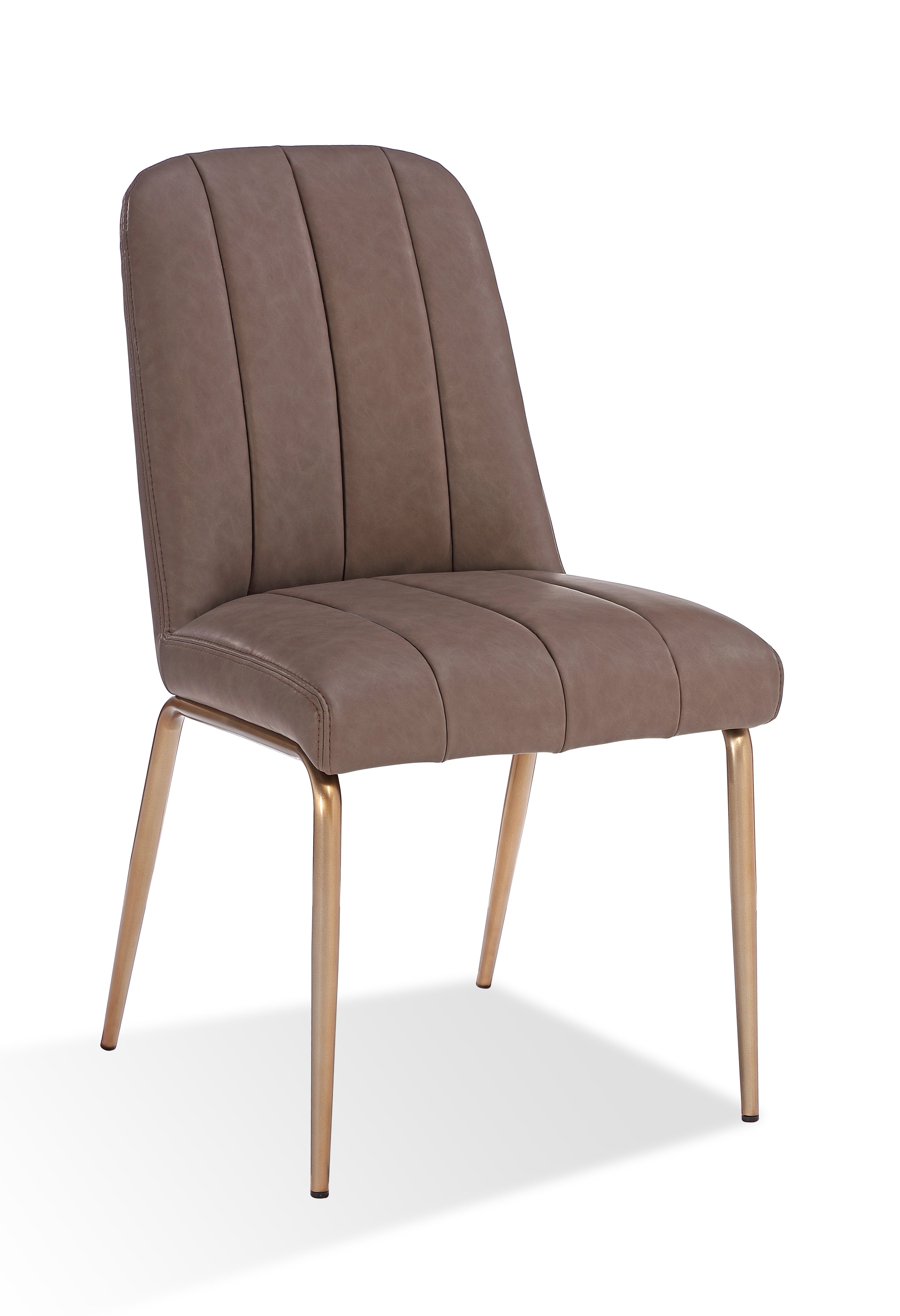 Apollo Upholstered Dining Chair in Cinnamon Synthetic Leather and Brushed Bronze Metal (Set of 2)