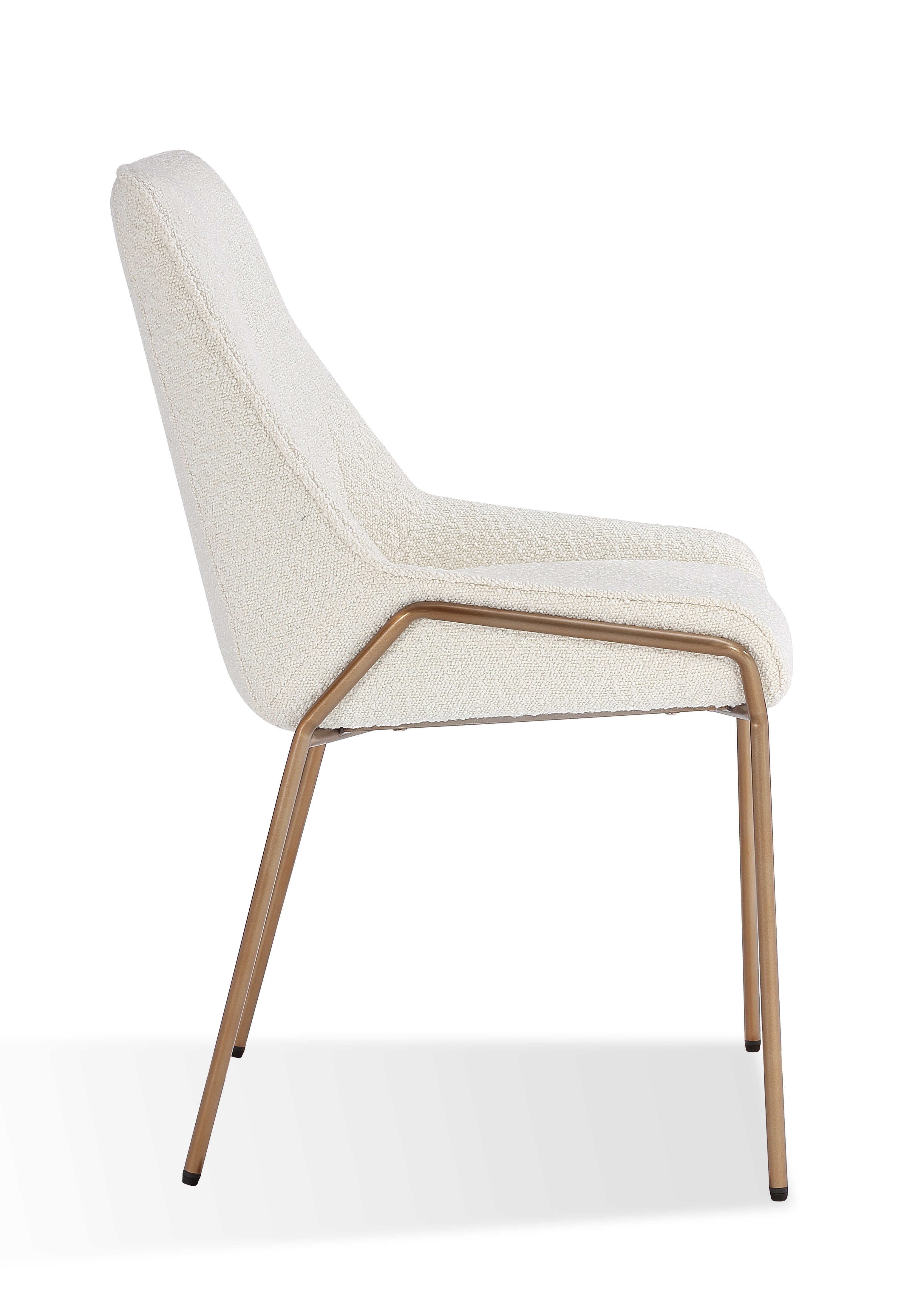 Cyrus Upholstered Dining Chair in Cottage Cheese Boucle and Brushed Bronze Metal (Set of 2)