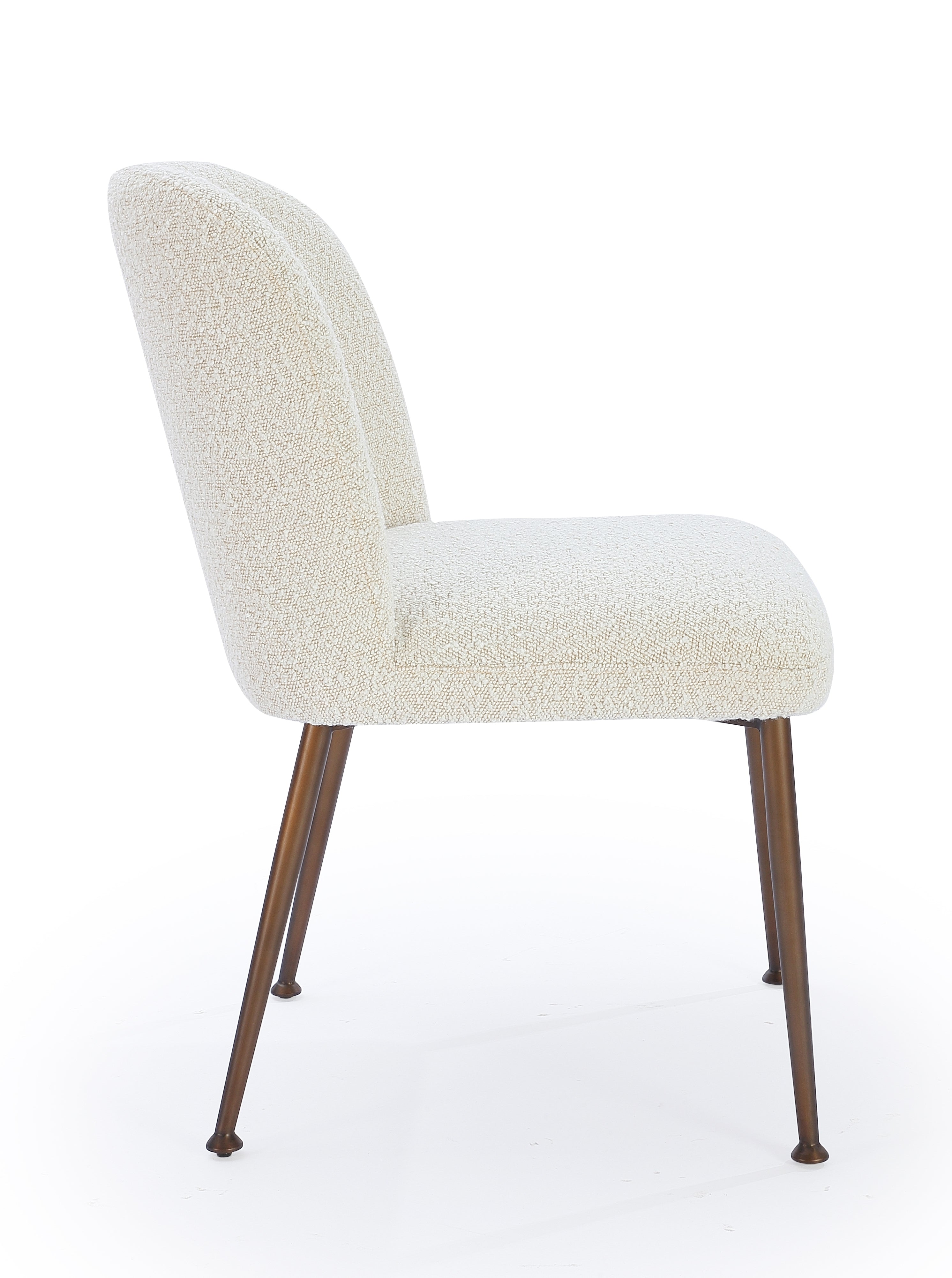 Avery Upholstered Dining Chair in Ricotta Boucle and Bronze Metal (Set of 2)