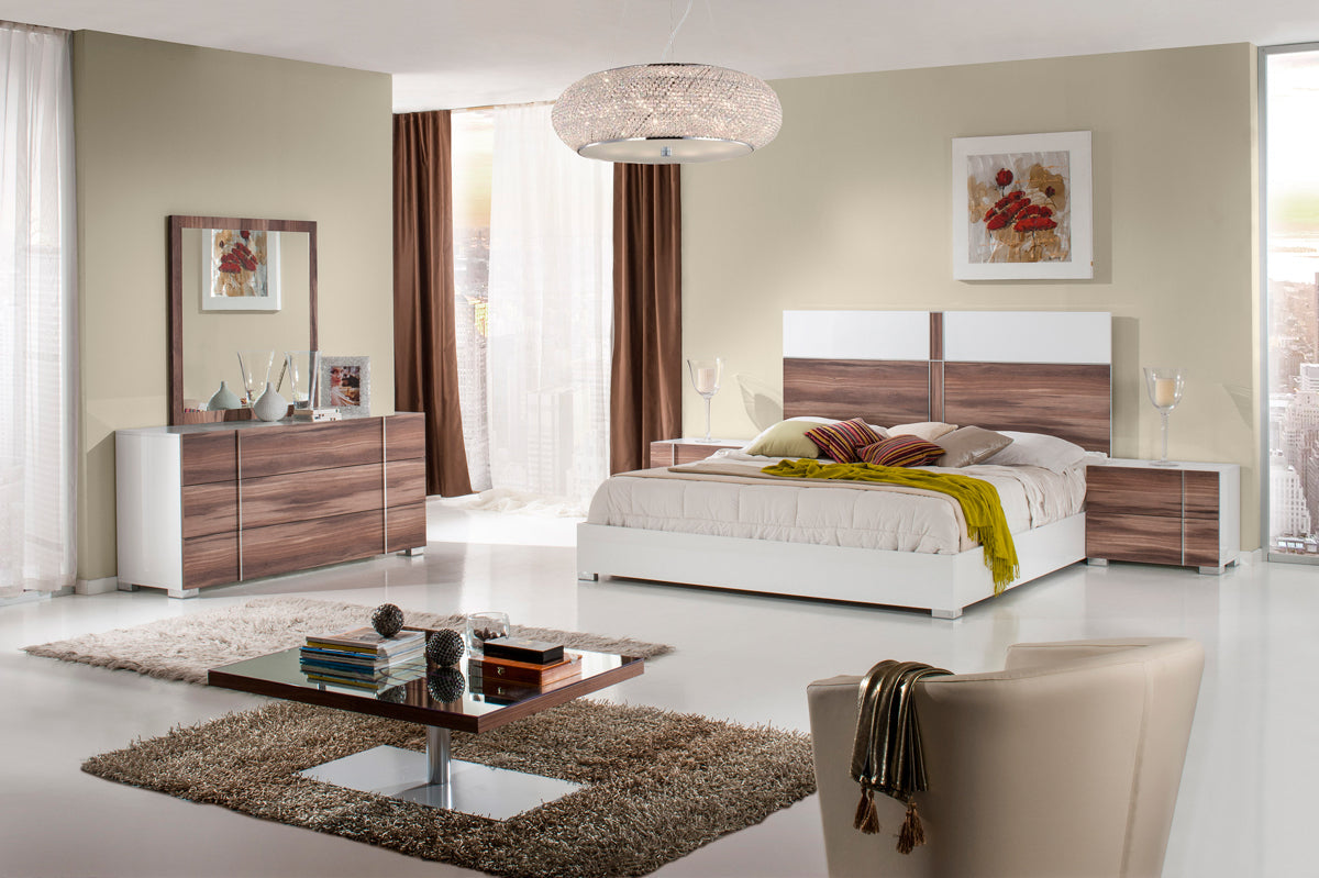Nova Domus Giovanna Italian Mid-Century White & Cherry Bed